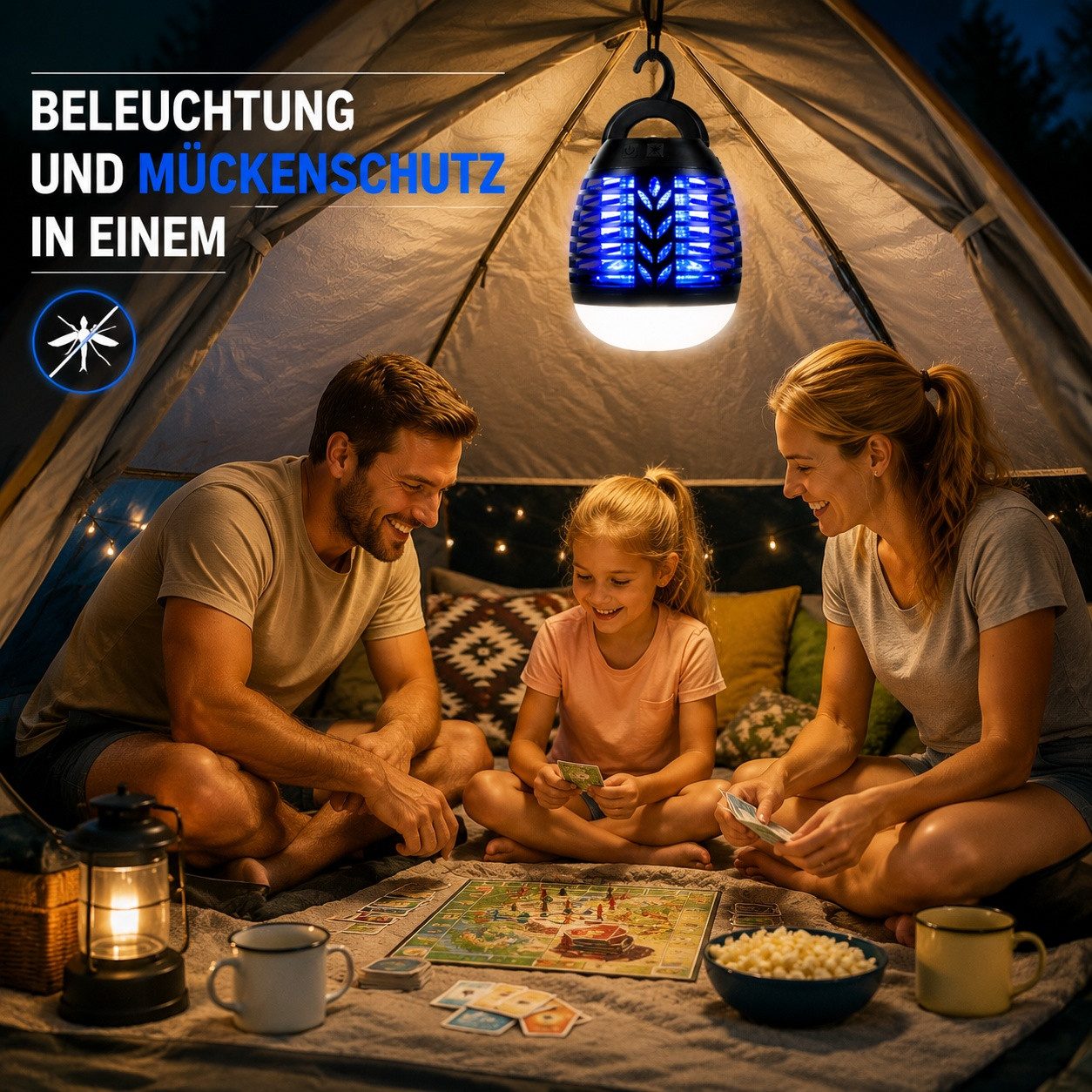 Fofile Insektenvernichter LED Mückenlampe USB Wiederaufladbar 3 Beleuchtungsmodi Wasserdicht, Tragbarer Insektenvernichter, für Indoor und Outdoor