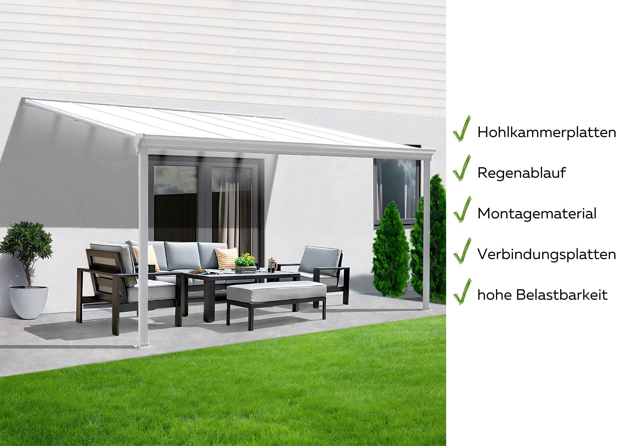 Thumbnail - Aileenstore Anbaudach Sky Guard, Breite 312 cm, Doppelstegplatten, Aluminium, starke Pfosten