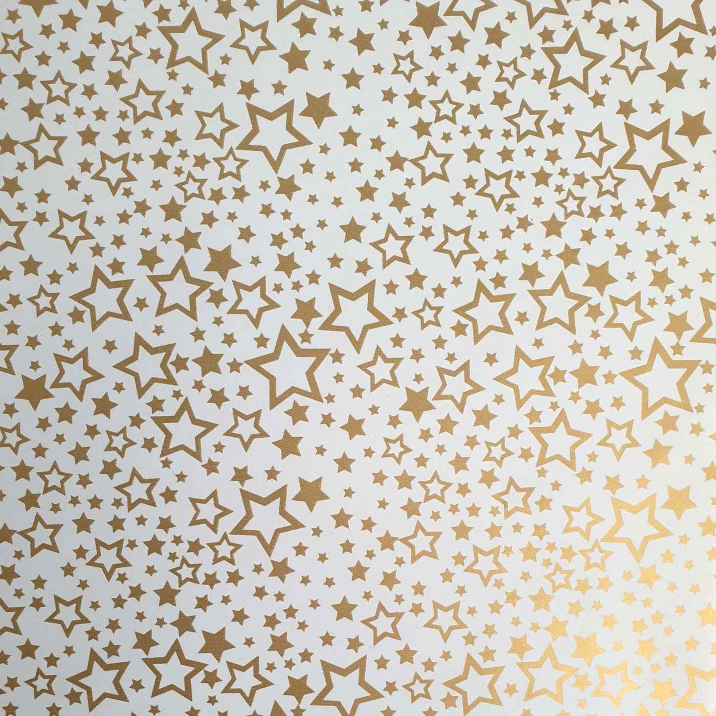 Star Geschenkpapier, Geschenkpapier Sterne / Rolle 70cm Muster 2m x gold weiß