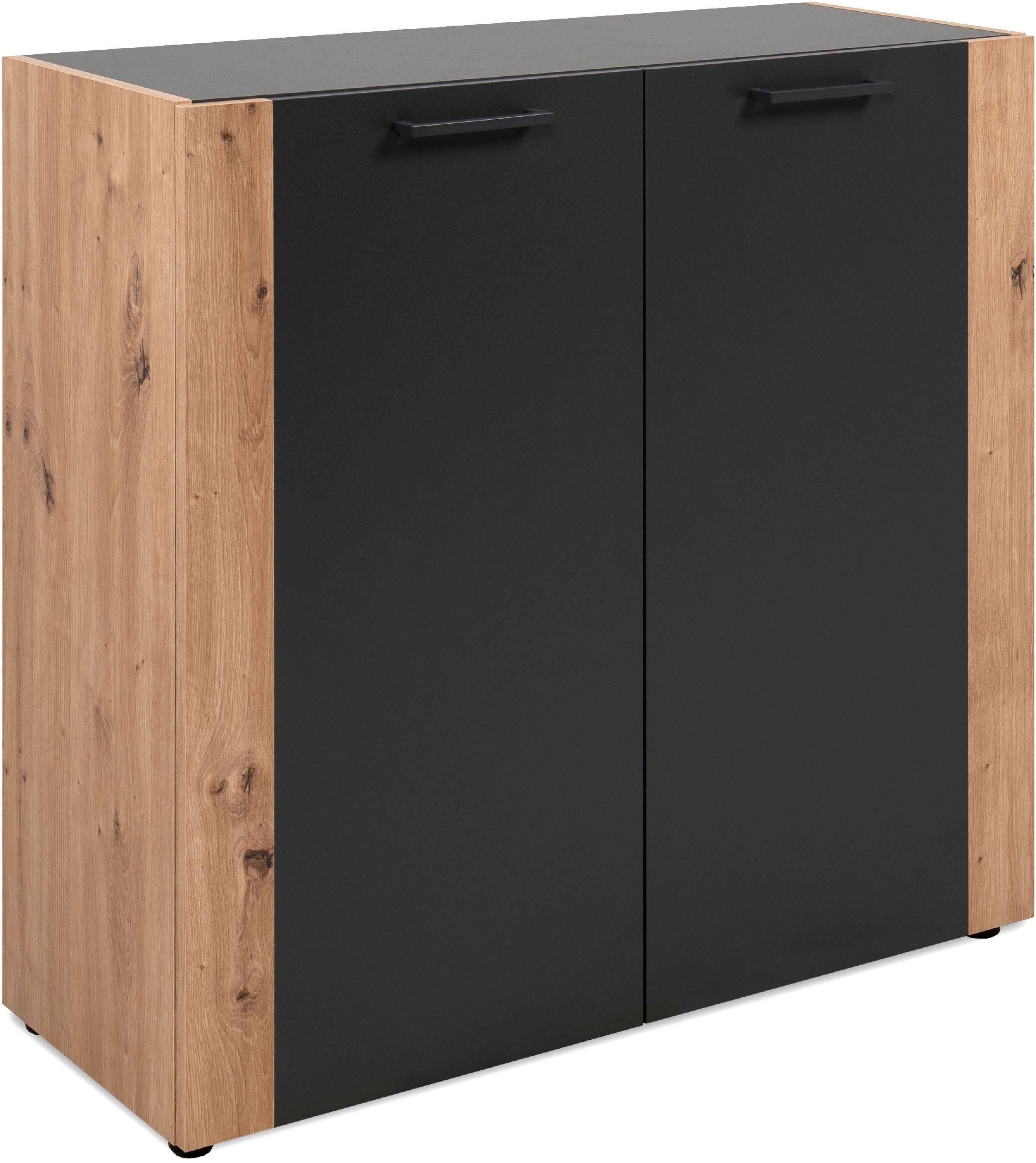 Finori Kommode, anthrazit / Dekor Artisan Oak melaminbeschichtet HxBxT 89x85x34,5 cm