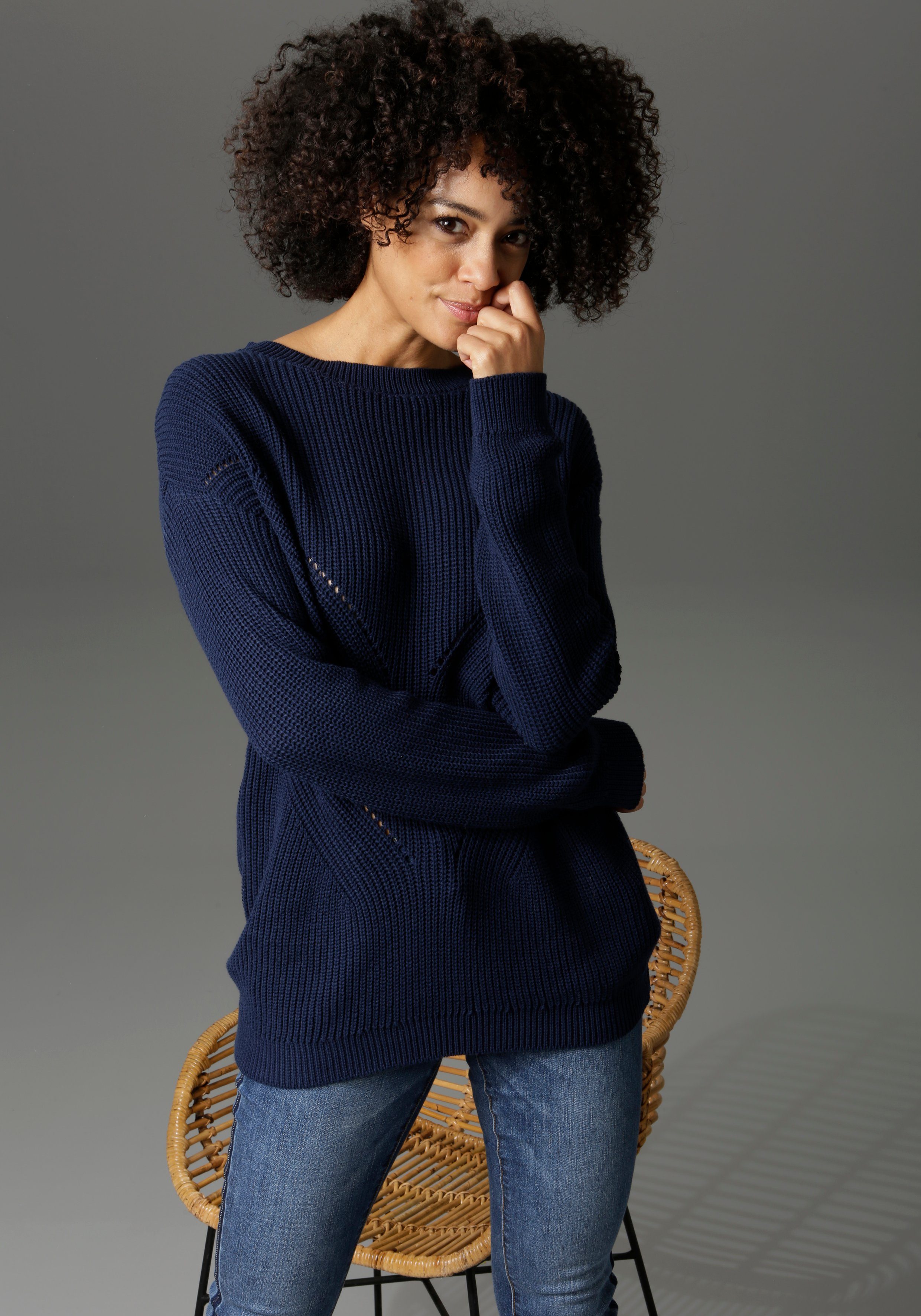 Aniston CASUAL Rundhalspullover im Mustermix