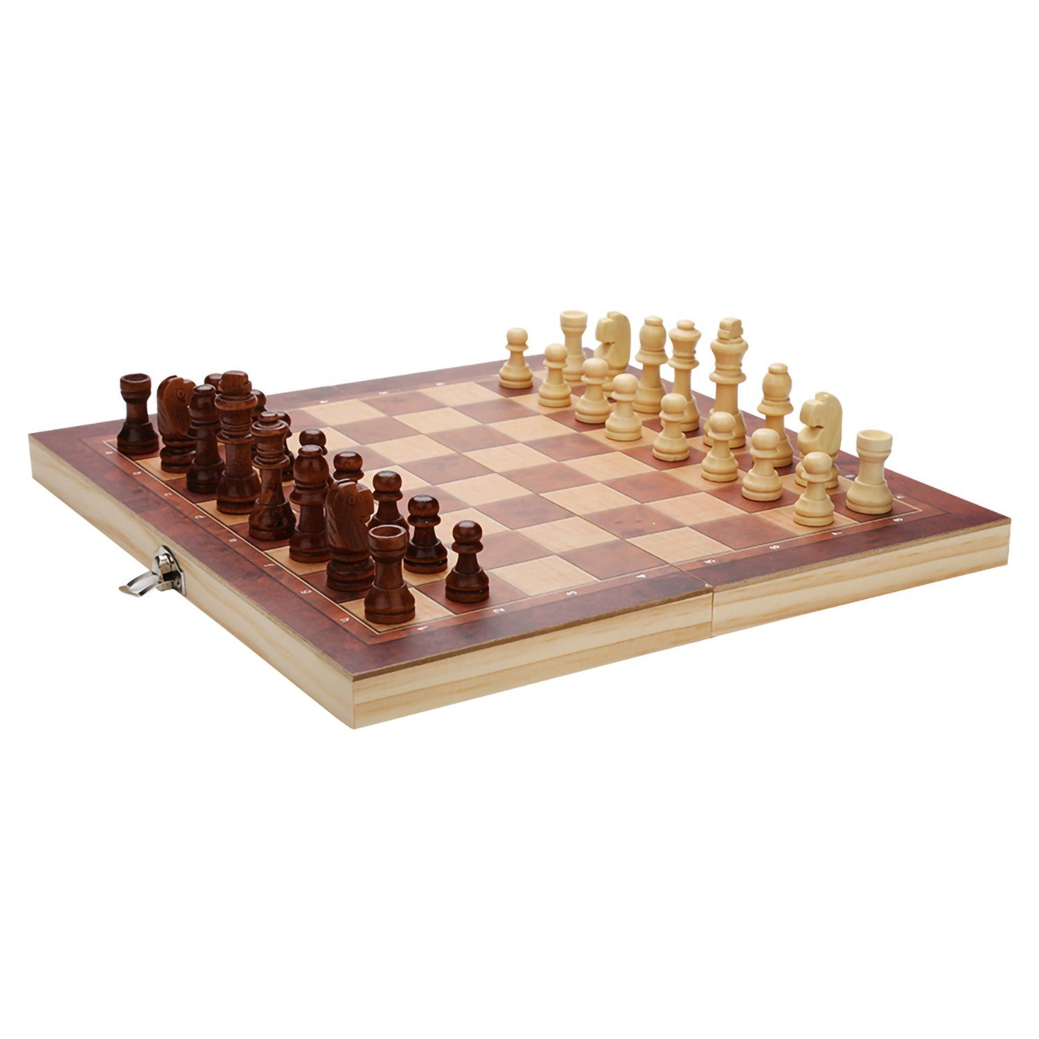 Lospitch Spiel, Schach Holzbox PROFI 29x29CM Schachspiel Backgammon Schachtisch