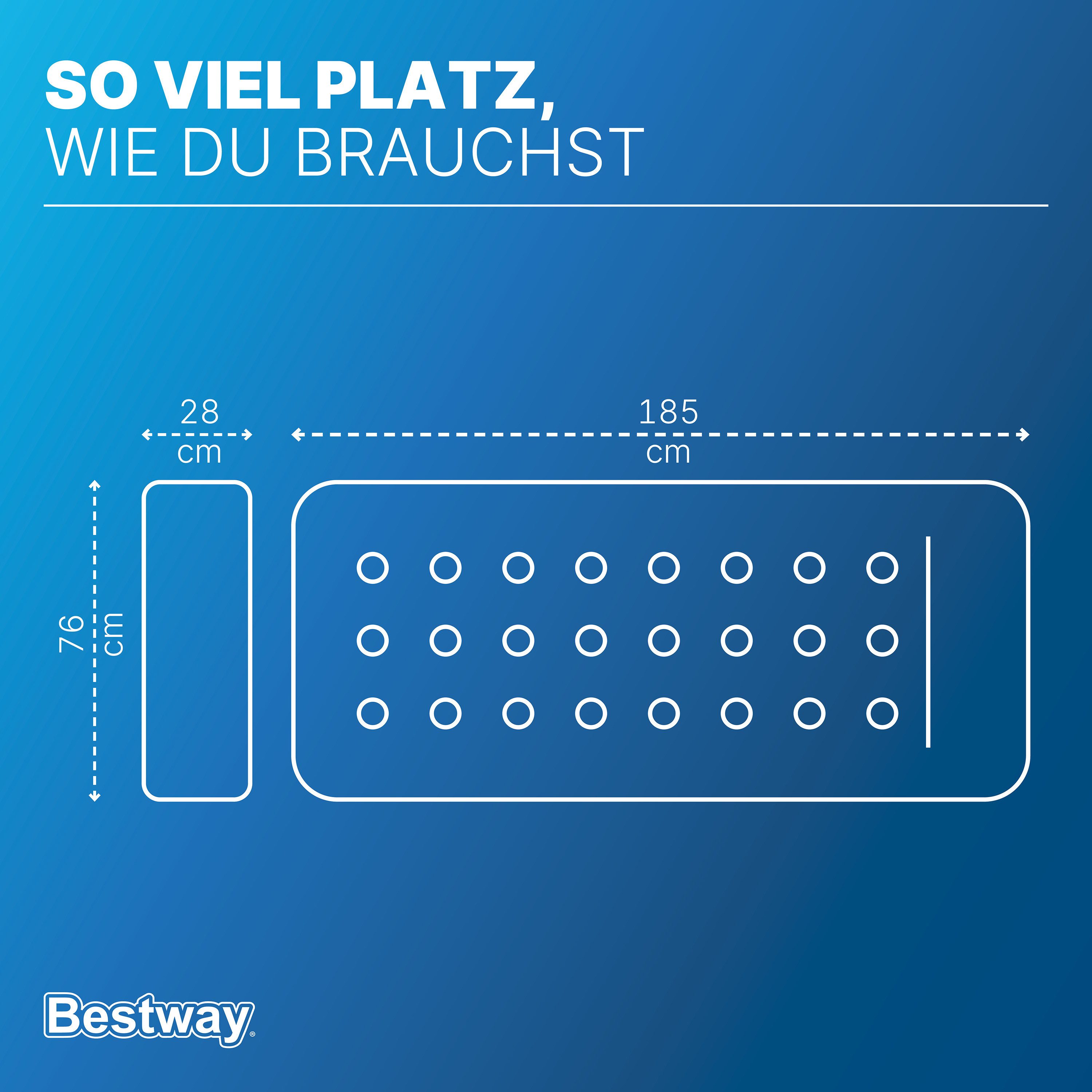 Bestway Luftbett 185 x 76 x 28 cm, (Packung, 1-tlg., Inkl. integrierter Fußpumpe), Ideal für den Innen- und Außengebrauch