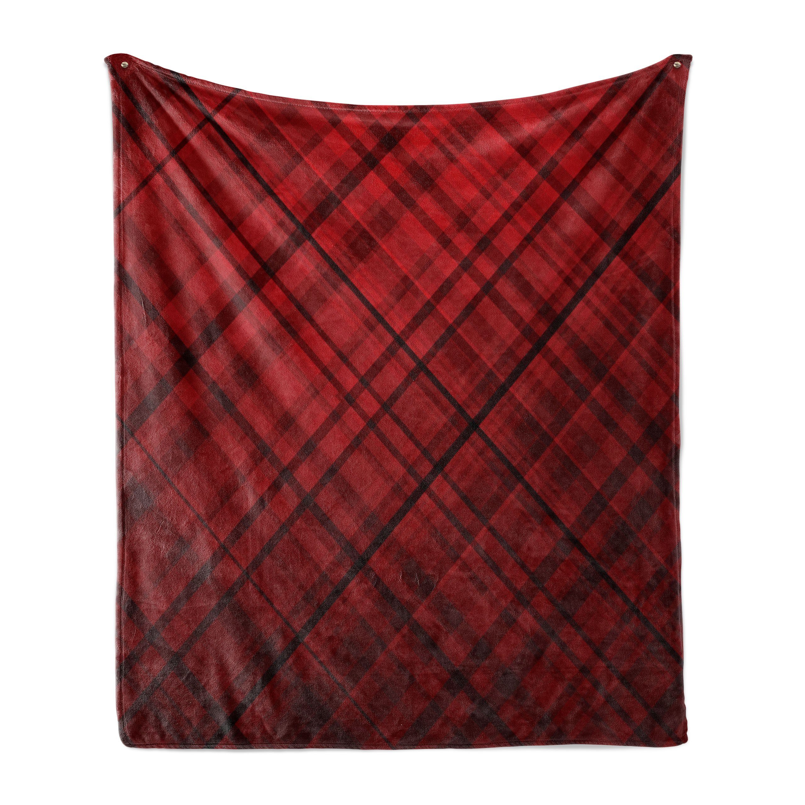 Wohndecke Gemütlicher Plüsch für den Innen- und Außenbereich, Abakuhaus, rot schwarz Scottish Kilt Muster