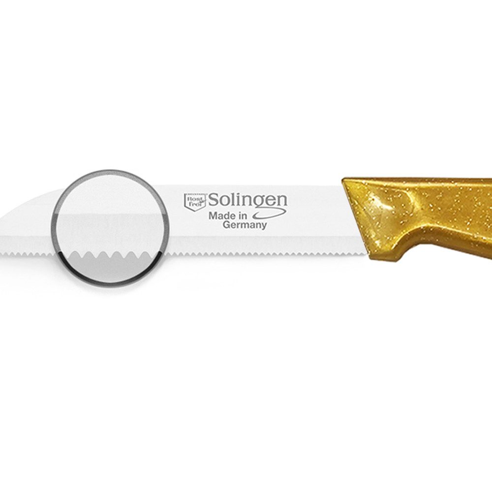 Visaggio Obstmesser Solingen Allzweckmesser Schälmesser Gemüsemesser Küchenmesser, Wellenschliff Solingen Messer, Flitter Optik, Edelstahl (rostfrei)
