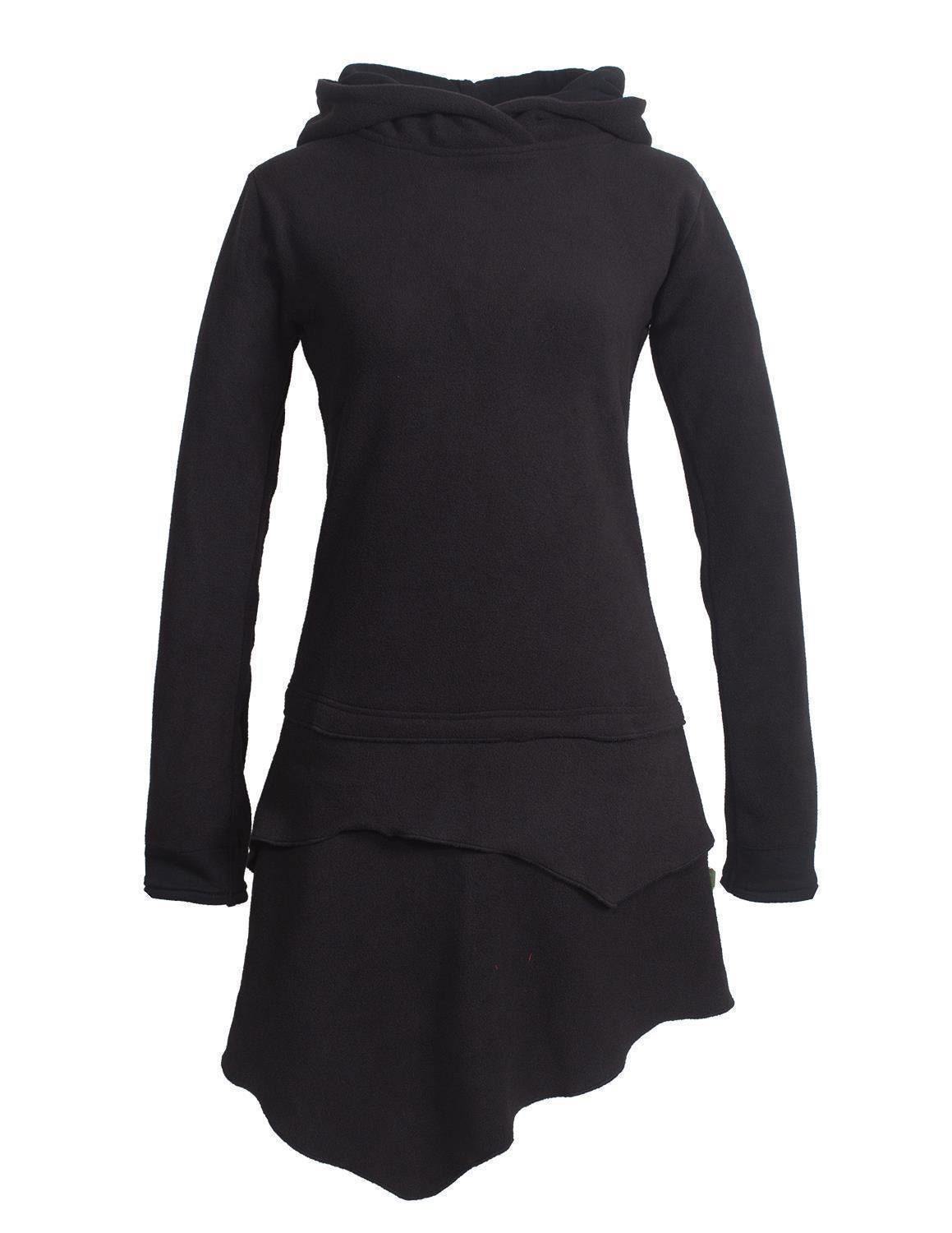 Vishes Midikleid Asymmetrisches Kapuzen-Kleid aus Recycling-Fleece günstig online kaufen