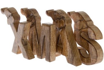 elbmöbel Deko-Buchstaben XMAS Schriftzug Buchstaben Holz Schild Schrift braun Weihnachten Deko (1 St., 4 tlg), Buchstaben mit Holz mit Weinachtsmütze