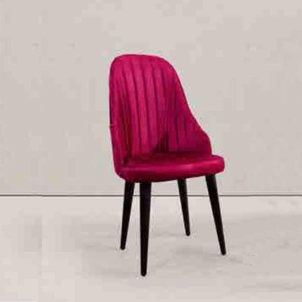 JVmoebel Stuhl Hölzerner weicher rosa Stuhl auf schwarzen Beinen für den Esszimmer, Made In Europe