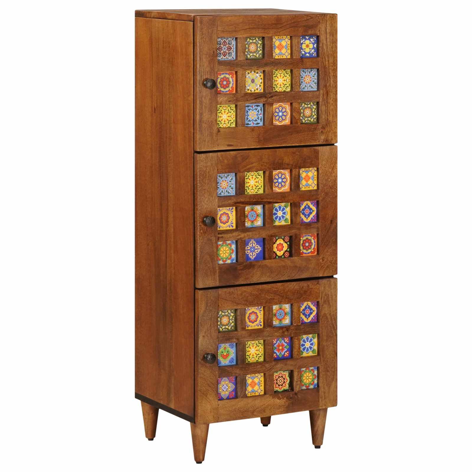 vidaXL Highboard, Highboard mit Tür Walnuss 40 x 33,5 x 110 cm Massivholz Mango