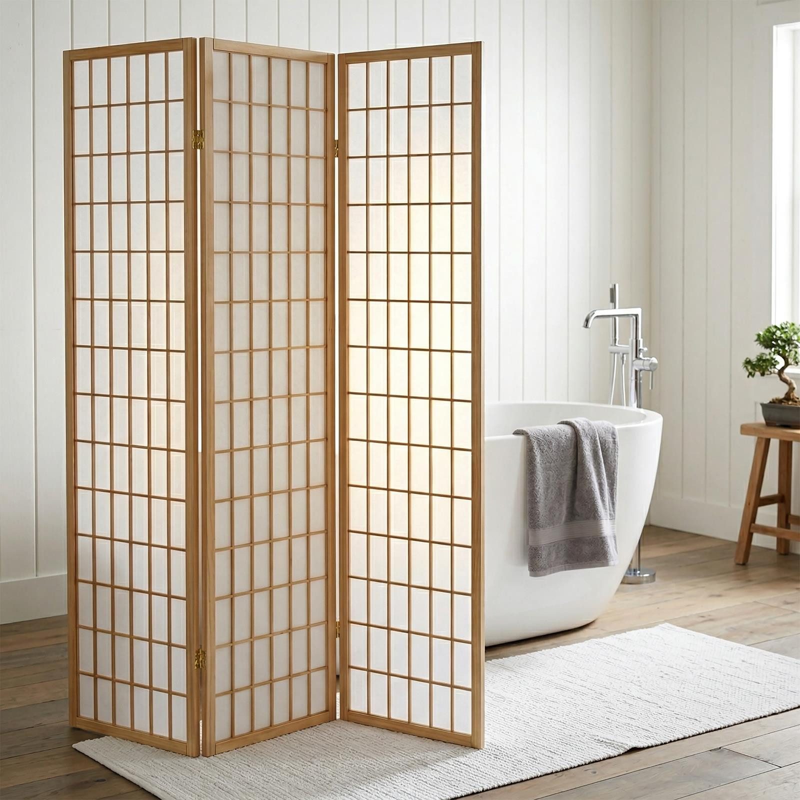 IDIMEX Paravent PARA, Raumteiler mit Holzrahmen und Reispapier japanischer Stil Trennwand