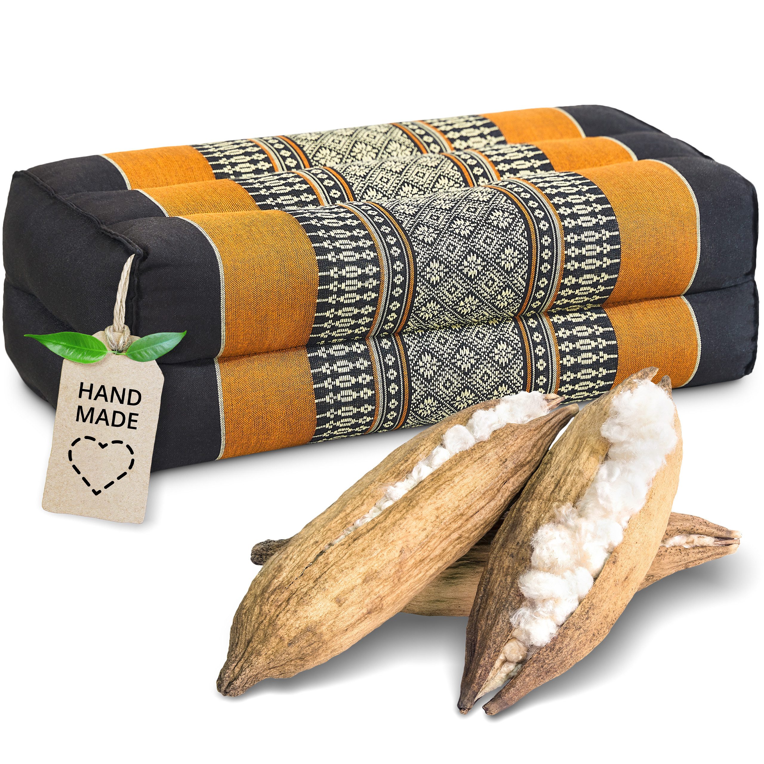 livasia Stützkissen Yogakissen (Classic) vegan und handgefertigt, 17x34x12cm, Kapok