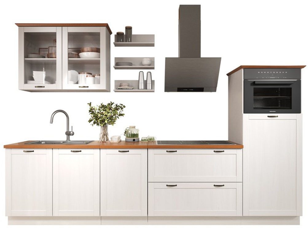 Home affaire Küchenzeile Teramo, (Set), Breite 315 cm, Kiefer massiv, mit Arbeitsplatte