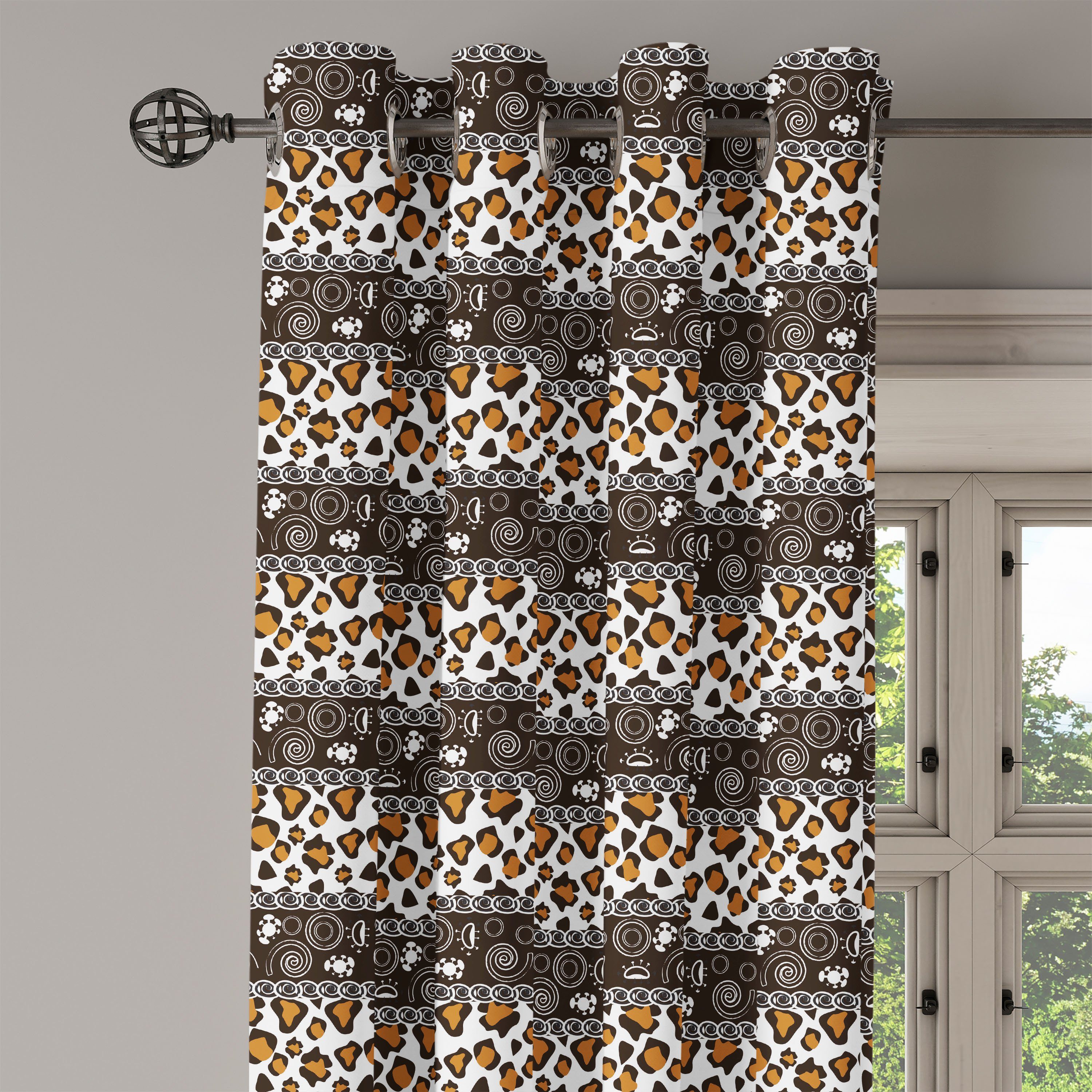 Dekorative 2-Panel-Fenstervorhänge Abakuhaus, Wohnzimmer, Cheetah-Haut-Kreise Schlafzimmer für Gardine afrikanisch