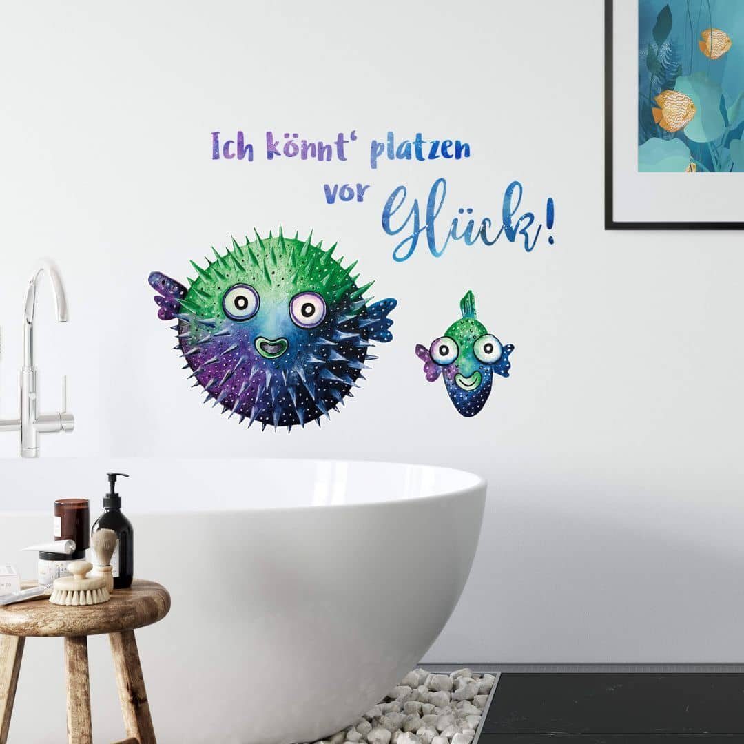 Wandtattoo Art platzt Kugelfisch selbstklebend, entfernbar Badezimmer Wall Glück, vor Hagenmeyer K&L Wandtattoo Wandbild