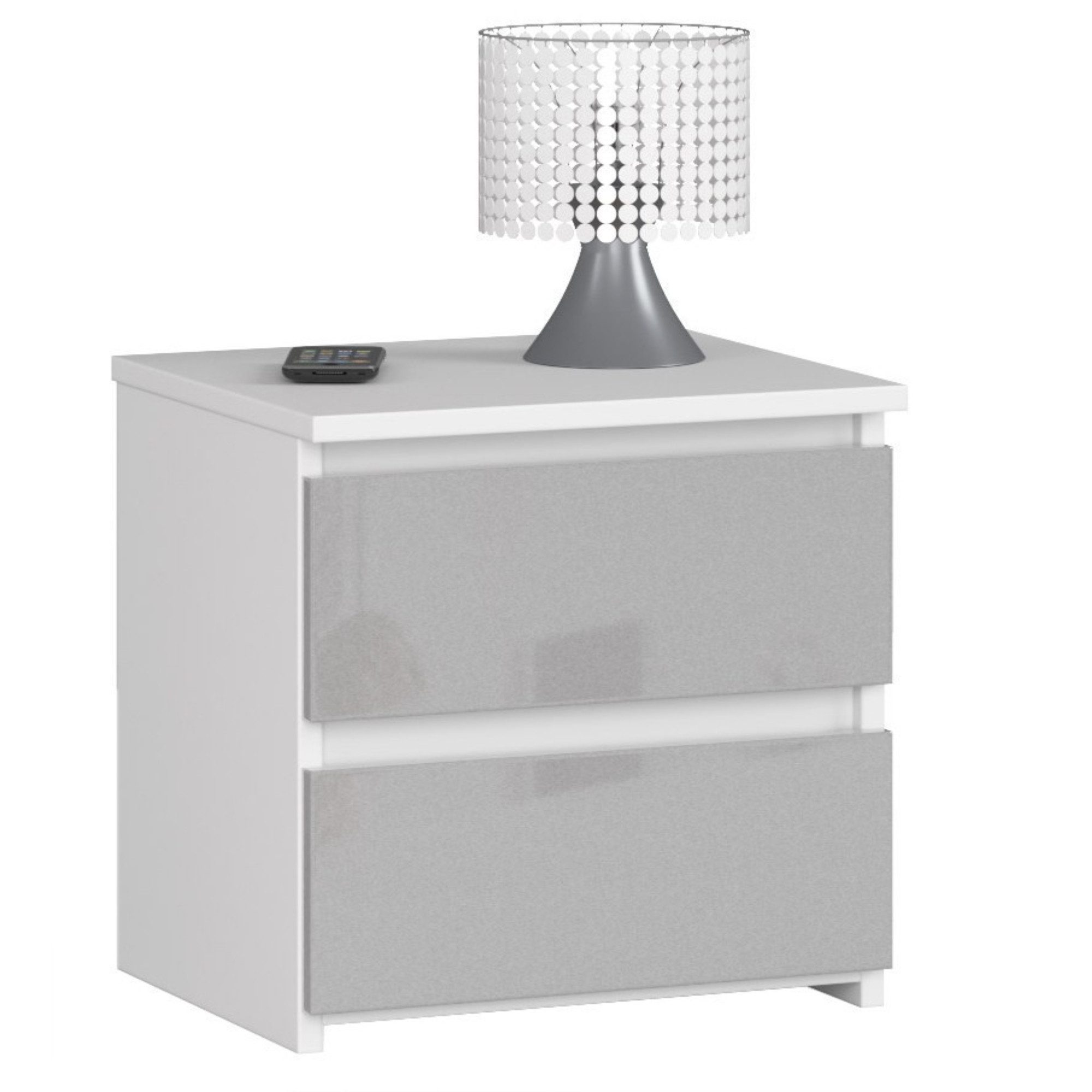 Home Collective Kommode 40 cm breit Holz Highboard Sideboard für Flur Schlafzimmer Wohnzimmer (Mehrzweckschrank Schrank schmal Kommode Schlafzimmer mit Schubladen), Kinderzimmer Organizer, 40 cm hoch mit 2 Schubladen Metall Hochglanz