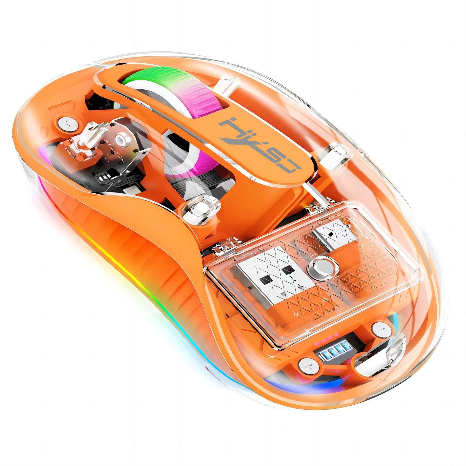 Refttenw Kabellose Maus Bluetooth, 2,4GHz+Bluetooth 5.1, Transparente Maus (2400 dpi, Leise Ultra Slim, Wiederaufladbare, für Laptop/PC/Mac/Tablet)