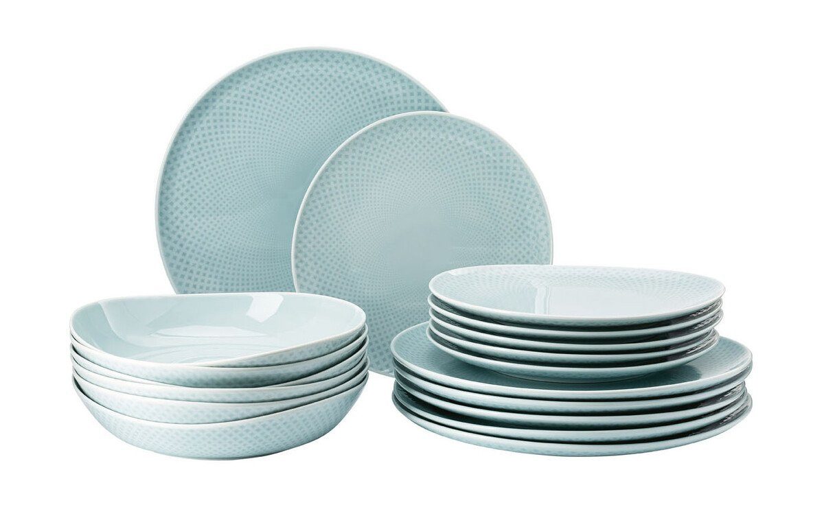 Rosenthal Geschirr-Set Teller-Set 18-tlg. Junto Opal Green, 6 Personen, Porzellan, 18 Teile, für 6 Person