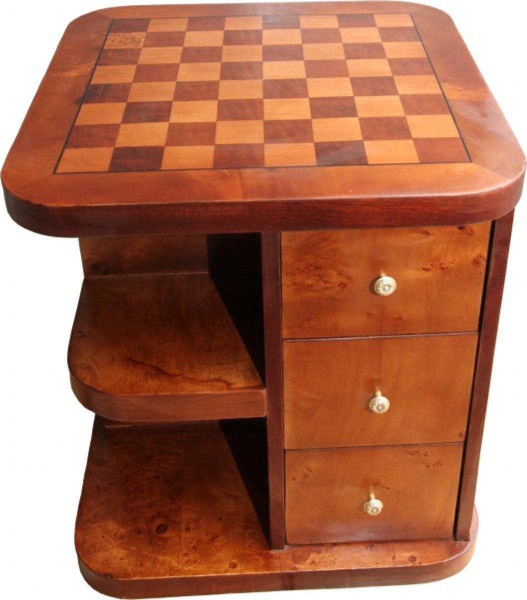 Casa Padrino Gamingtisch Art Deco Spieltisch Schach / Dame Mahagoni Mod2 L 50 x B 50 x H 55 cm - Möbel Antik Stil Barock | Computertische