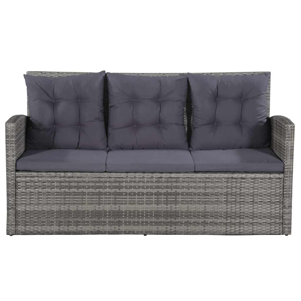 vidaXL Gartenlounge-Set 6-tlg. Garten-Lounge-Set mit Auflagen Poly Rattan Grau, (6-tlg)