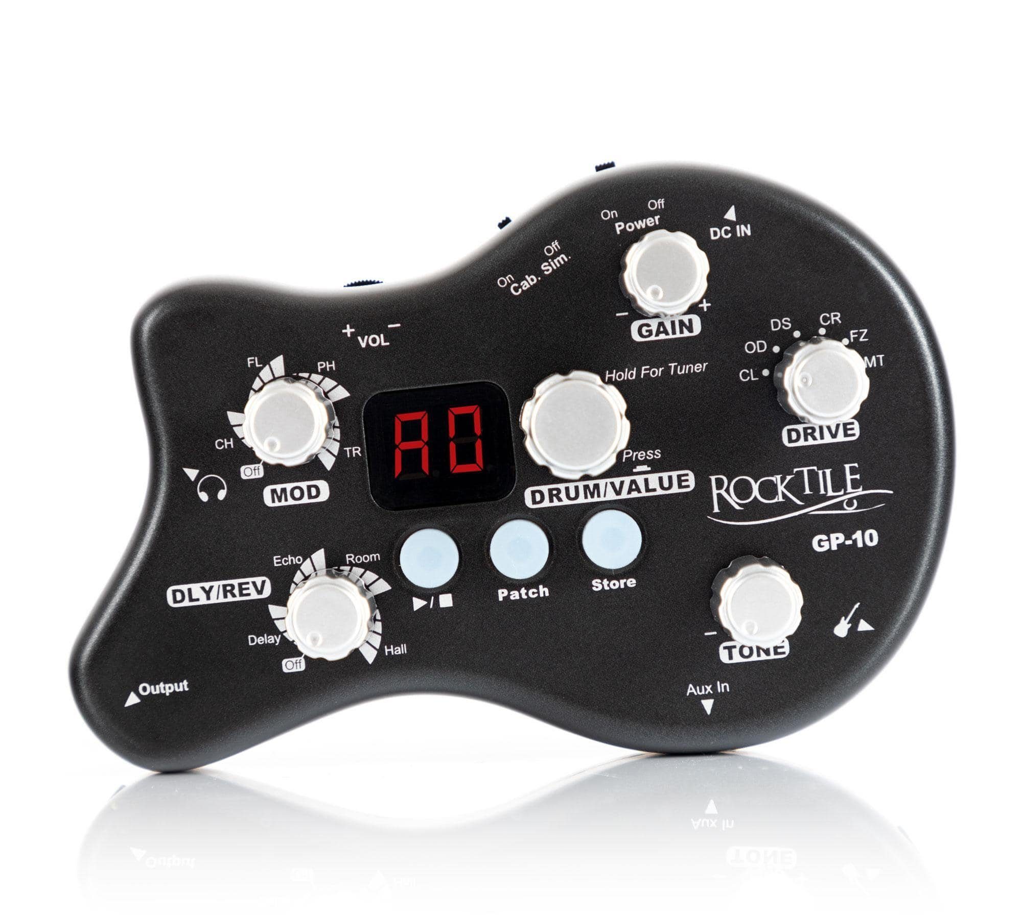 Rocktile GP-10 mit 40 Kopfhörerverstärker und Drum-Loop Player Multieffektgerät) (8-Effekttypen Practice (tragbarer & Kit Kopfhörer-Verstärker Rhythmen)