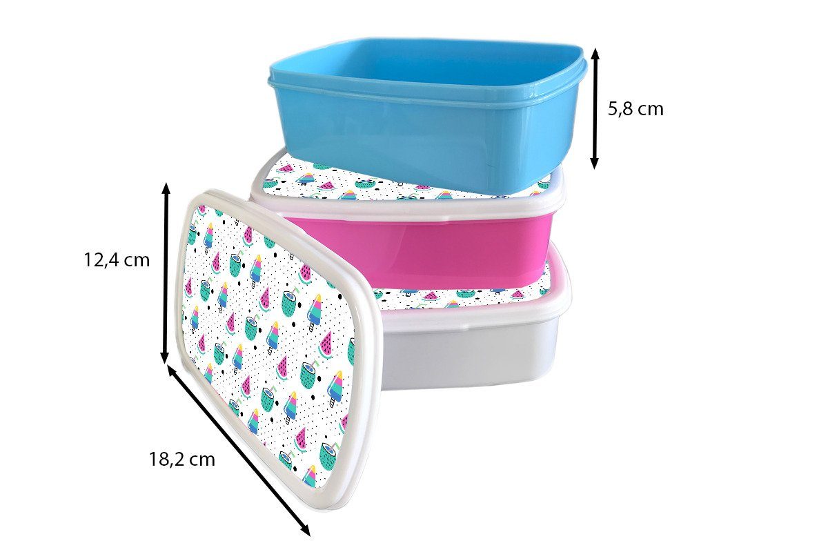- Kunststoff Brotbox (2-tlg), Brotdose Snackbox, Wassermelone, Mädchen, Erwachsene, Muster rosa - Lunchbox für MuchoWow Kunststoff, Eiscreme Kinder,