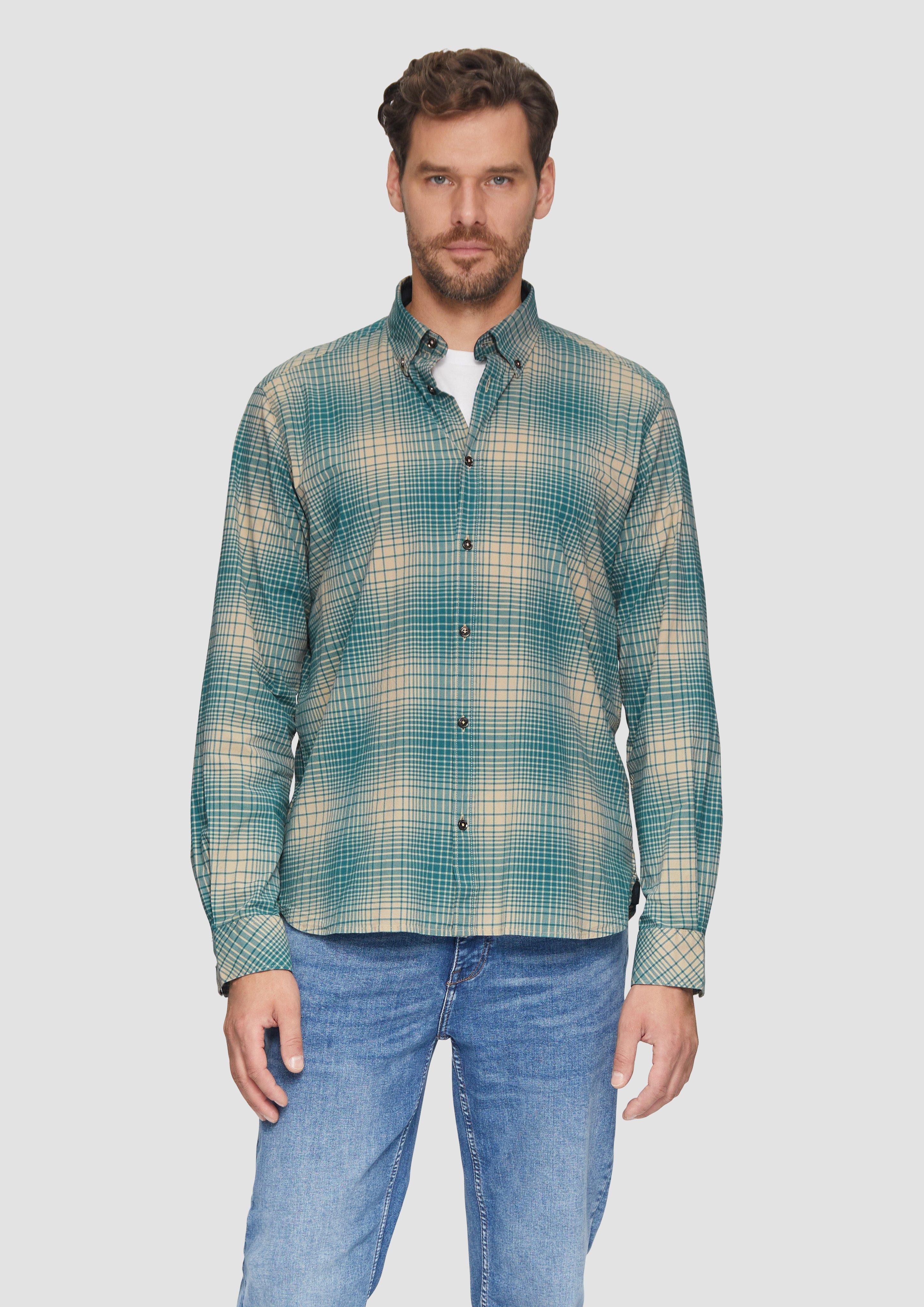 Langarmhemd Regular Fit: Hemd aus Baumwollstretch mit Button-Down-Kragen