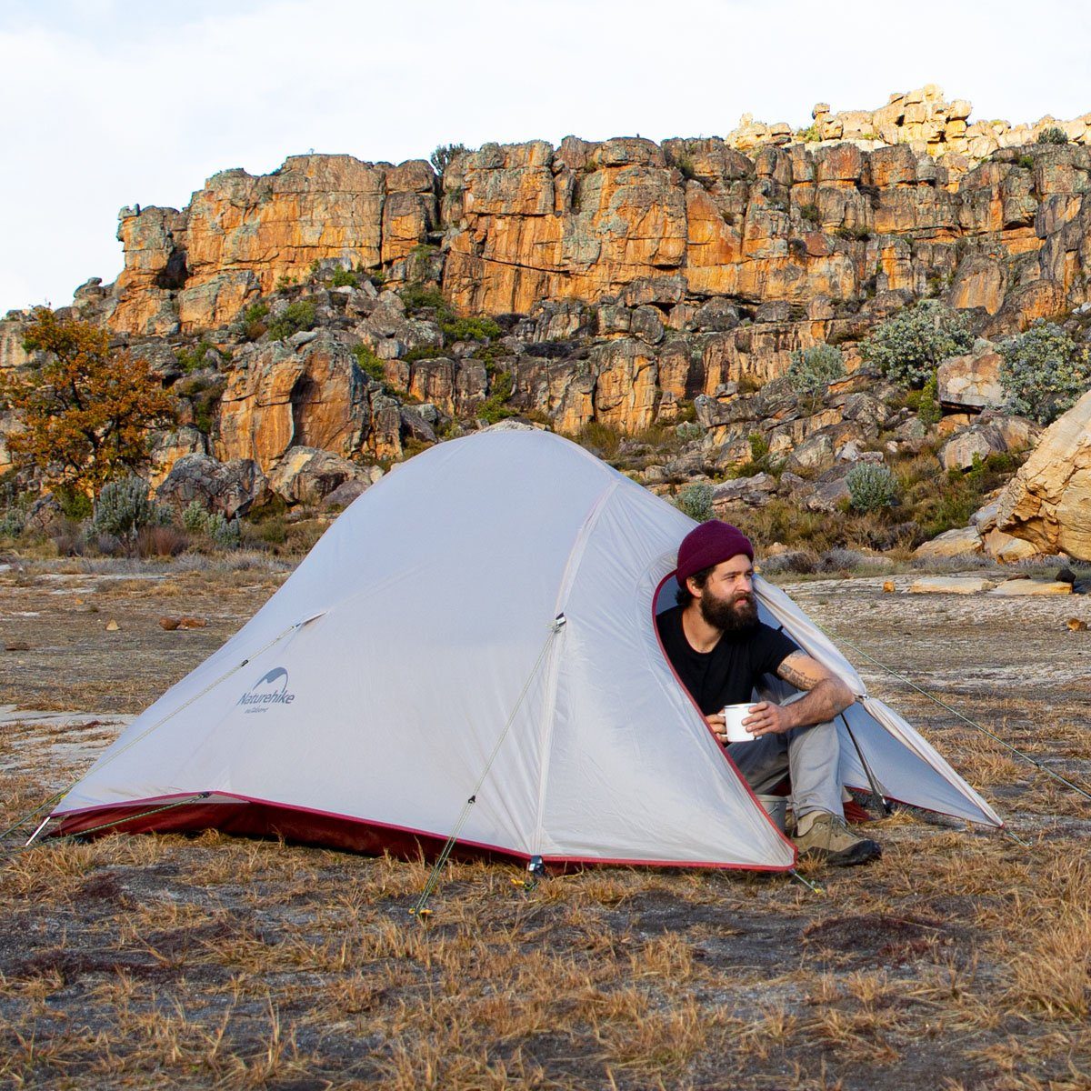 Naturehike Kuppelzelt Campingzelt Ultraleichtes Zelt Wasserdicht Leichtes Rucksackzelt, Personen: 2 Hellgrau | Kuppelzelte