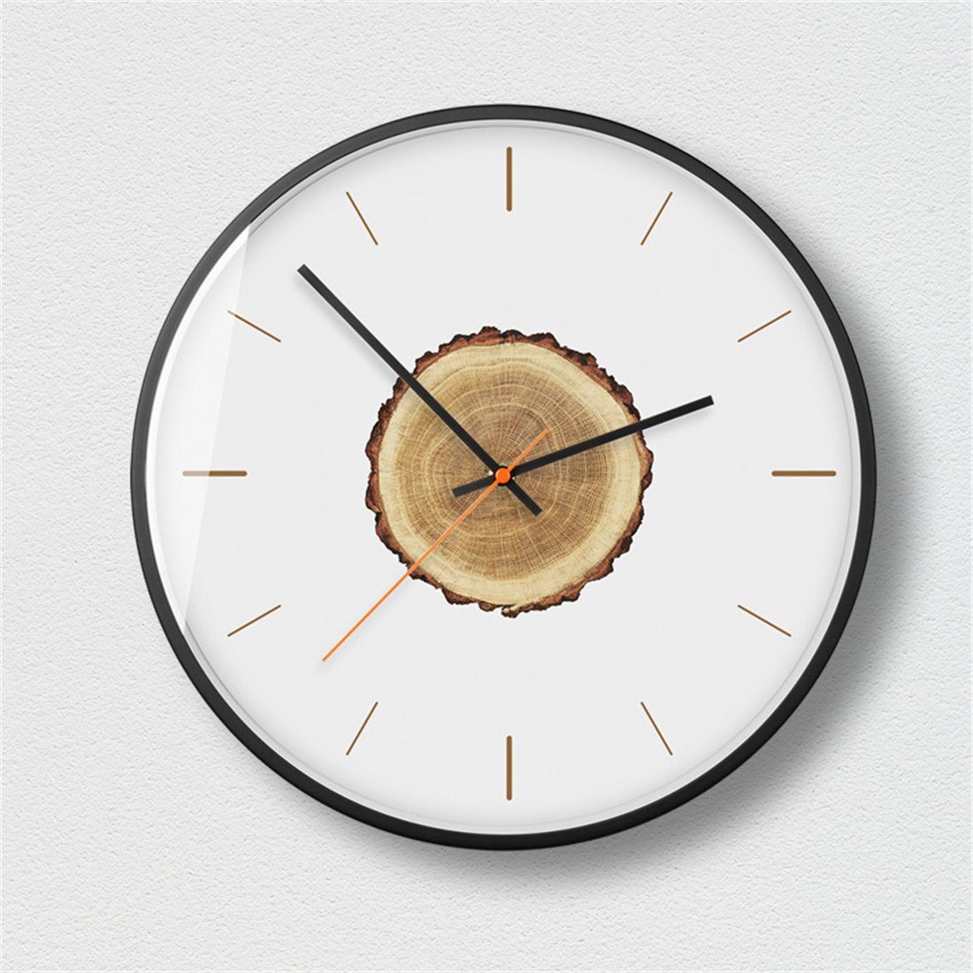 HOPPO~ dekorative Holzmaserung stille Uhr Wanduhr Wanduhr, für 35cm Wohnzimmer
