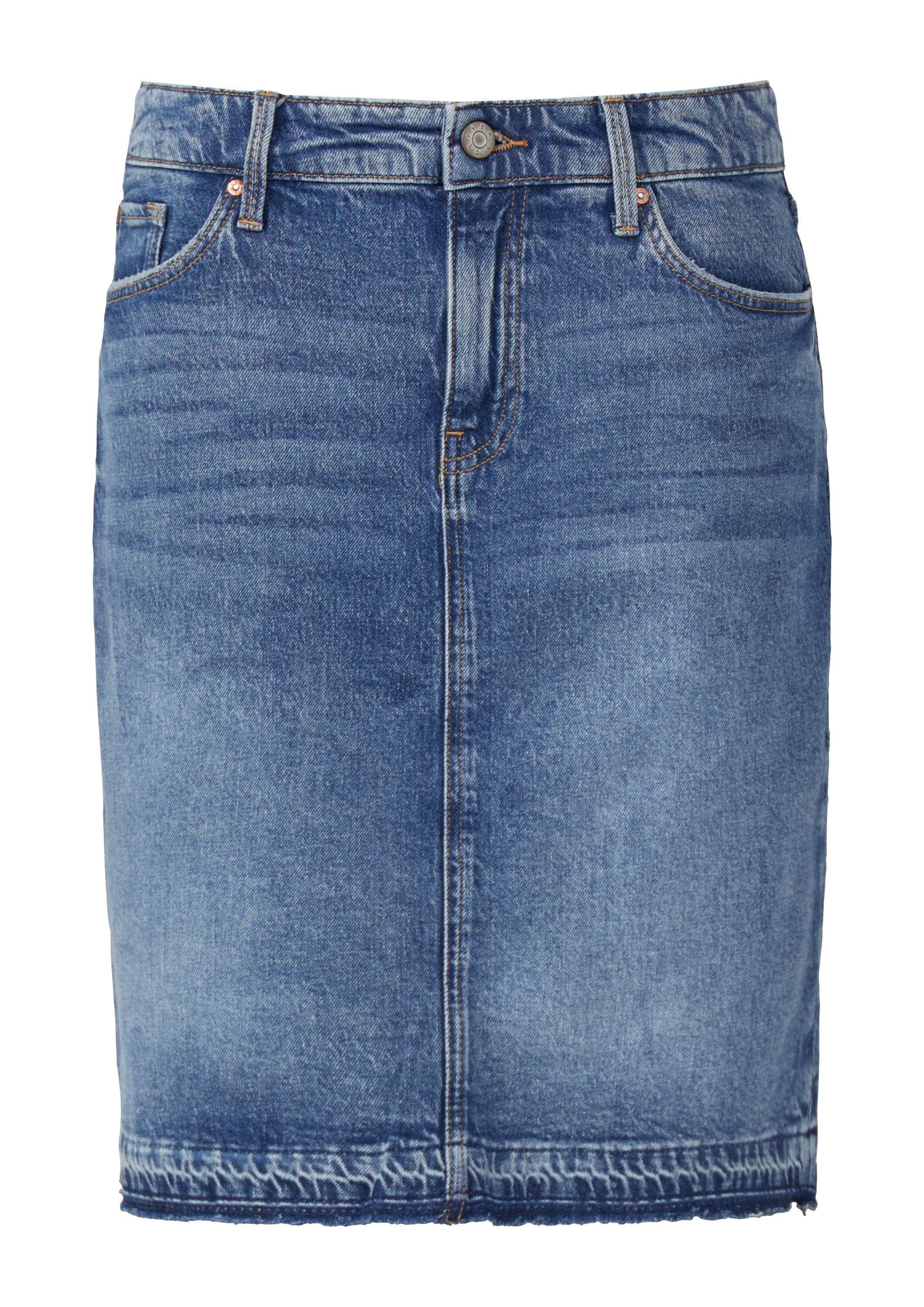 s.Oliver Minirock Rock Kurzer Jeansrock mit offenem Saum günstig online kaufen