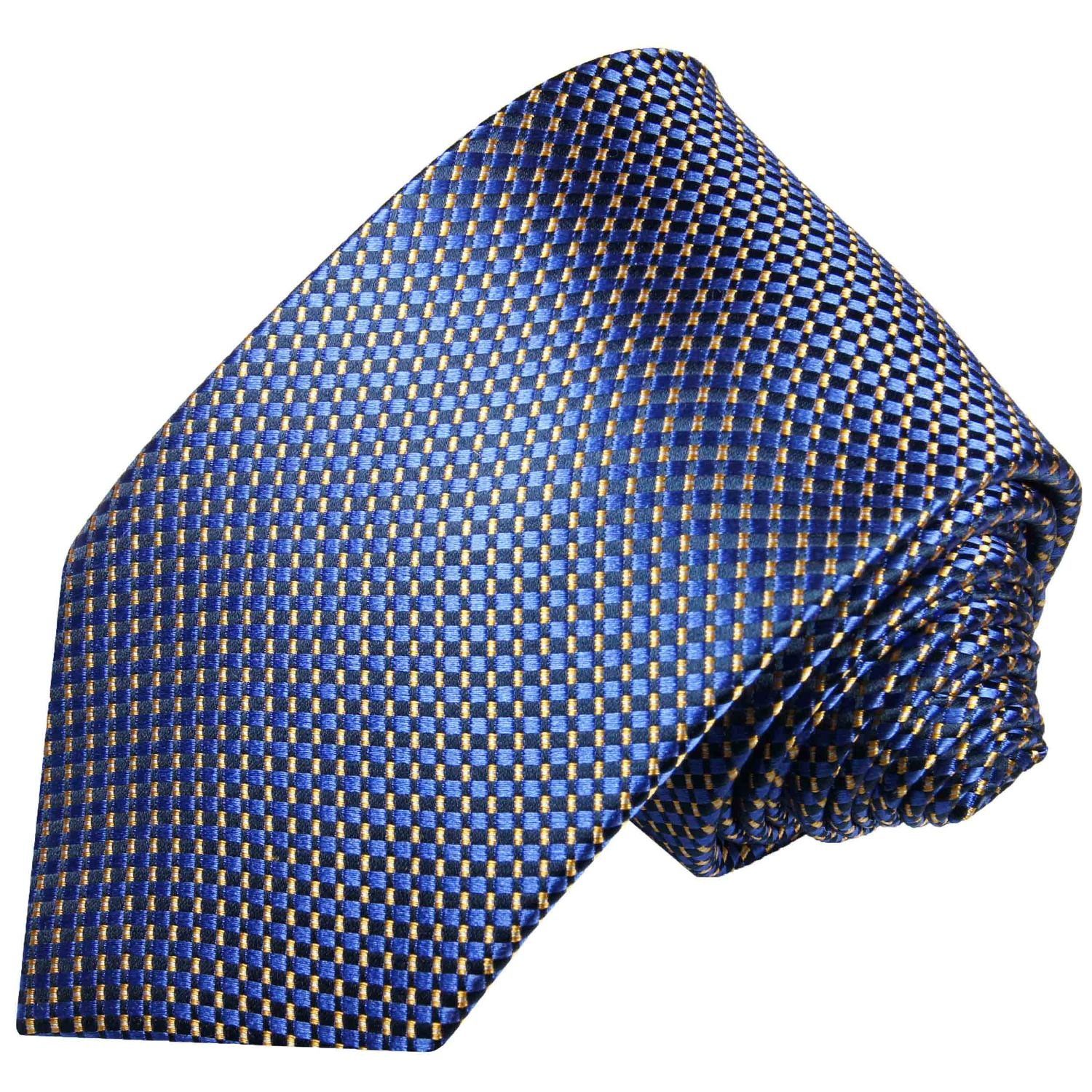 Paul Malone Krawatte Seidenkrawatte Extra gepunktet Tuch modern (165cm), (Set, Krawatte mit Herren blau 2-St., Breit lang (8cm), mit Einstecktuch) 100% 393 Seide