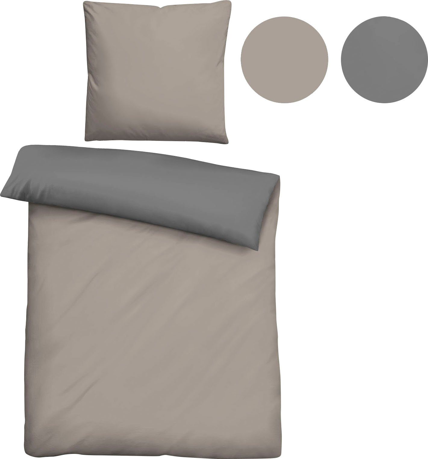 Biberna Wendebettwäsche Alma in Gr. 135x200, 155x220 oder 200x200 cm, Linon, 2 teilig, Bettwäsche aus Baumwolle, Reißverschluss, Bettwäsche mit Wendeoptik – Bild 2 von 5