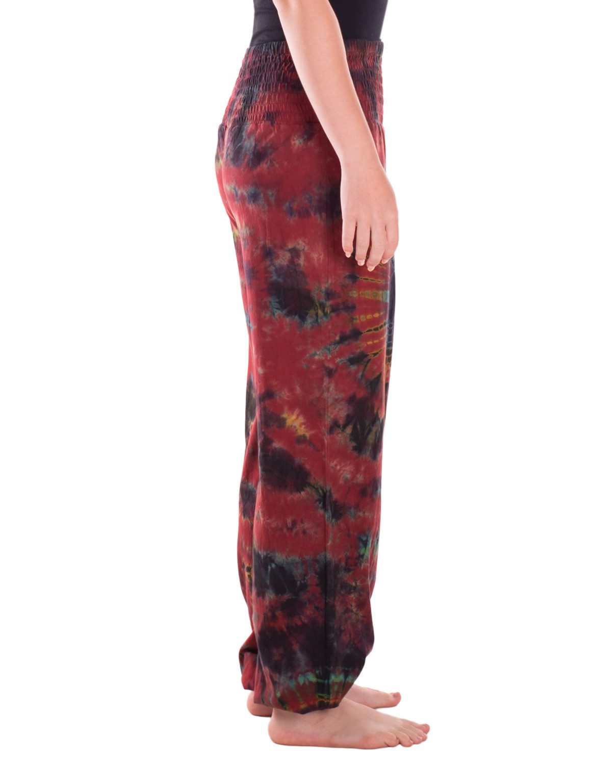 Vishes Chinohose Batikhose Baumwolle Sommerhose mit Gummibund Einheitsgröße Alternative Mode, Ethno, Hippie, Goa Style