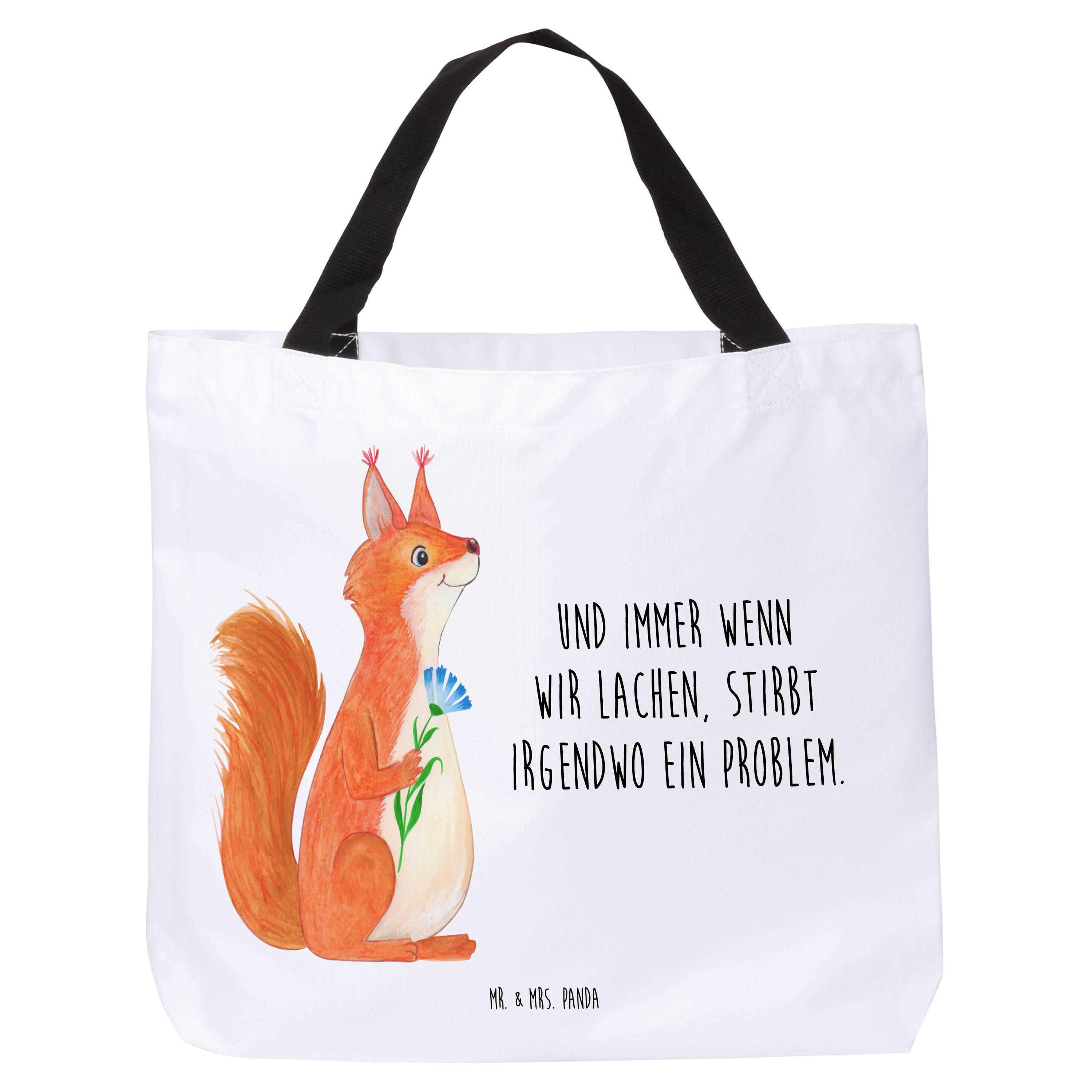 Mr. & Mrs. Panda Shopper »Eichhörnchen Blume Weiß Einkaufsbeutel