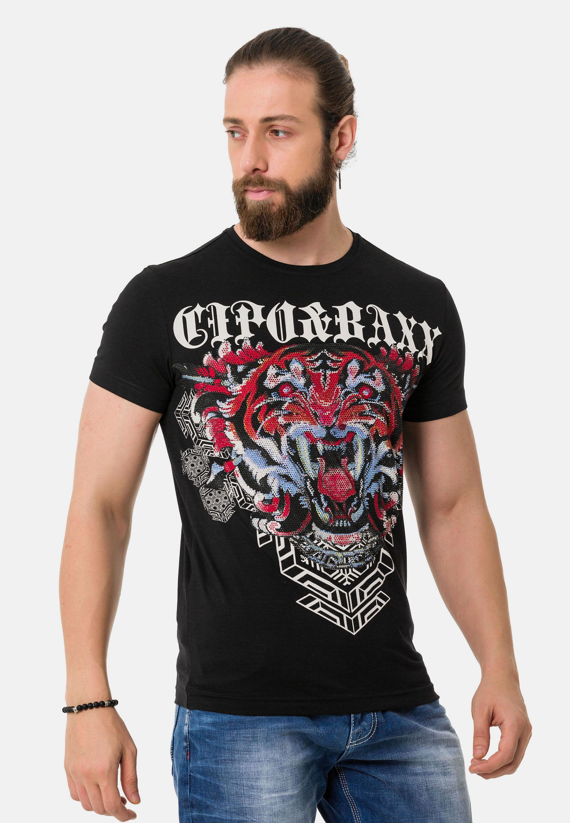 Cipo & Baxx T-Shirt T-Shirt mit Löwen-Grafikdruck günstig online kaufen
