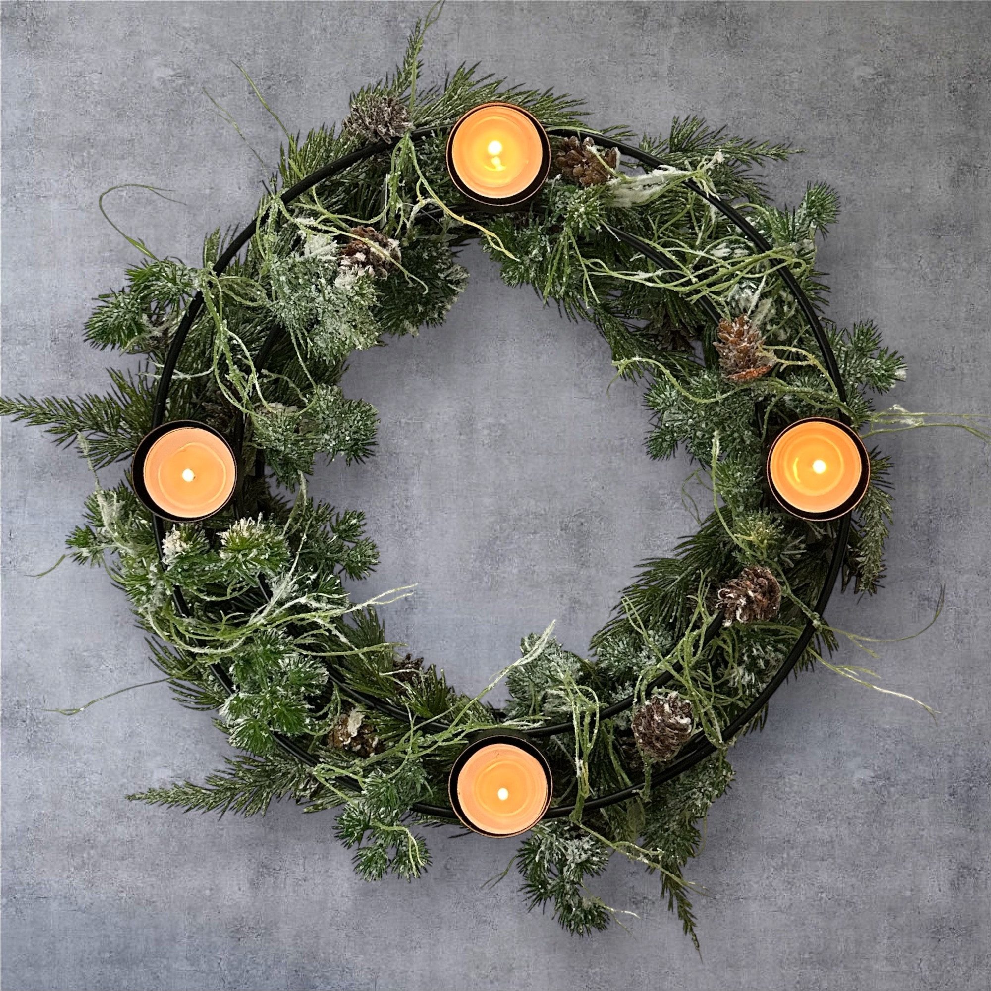 naninoa GmbH Adventsleuchter Kerzenhalter für 4x Teelicht Ø30cm Metallring Adventskranz Weihnachten