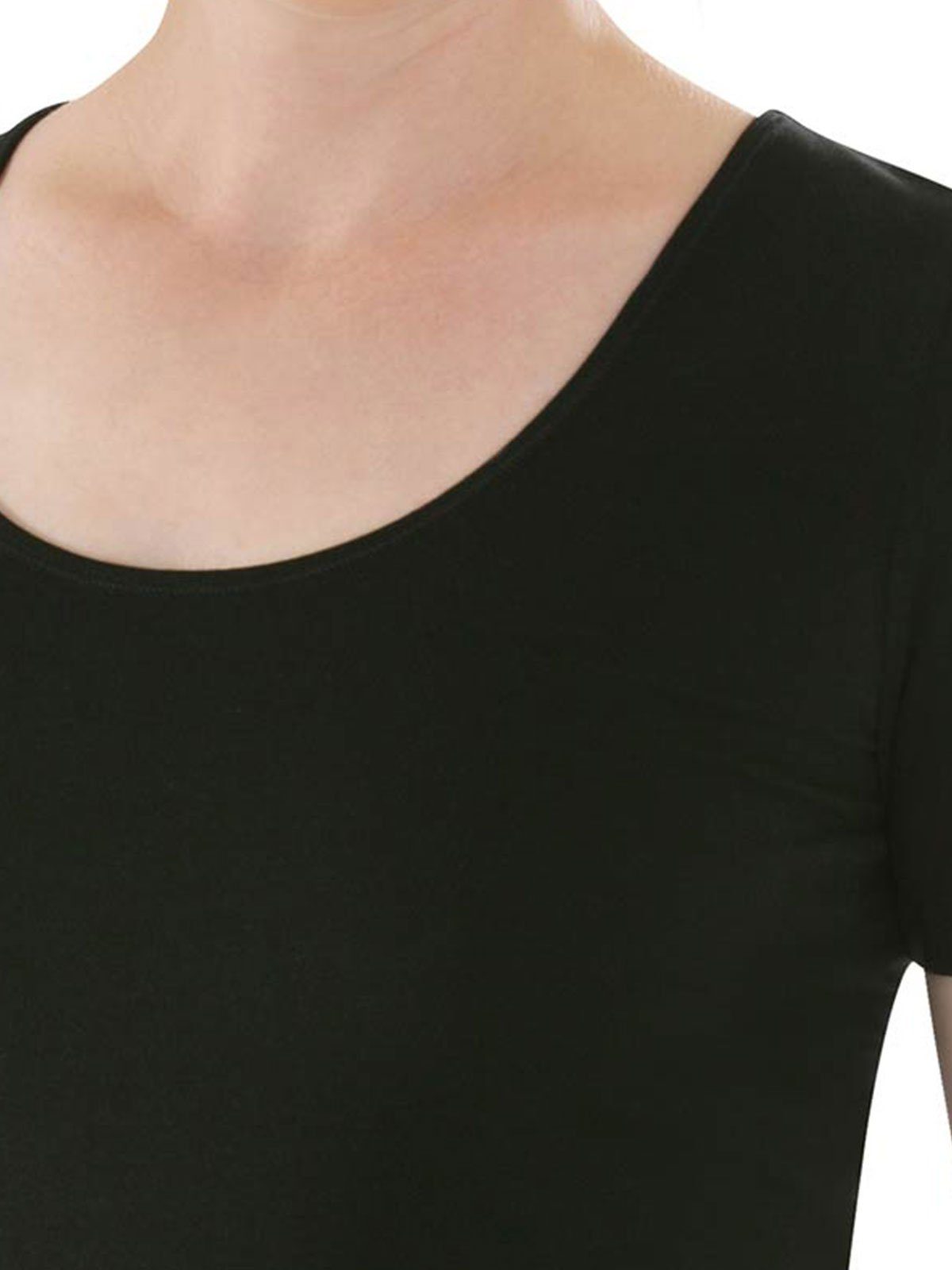 schwarz Baumwoll Unterhemd COMAZO 4-St) (Spar-Set, Vegan Damen Unterhemd Shirt Pack 4er