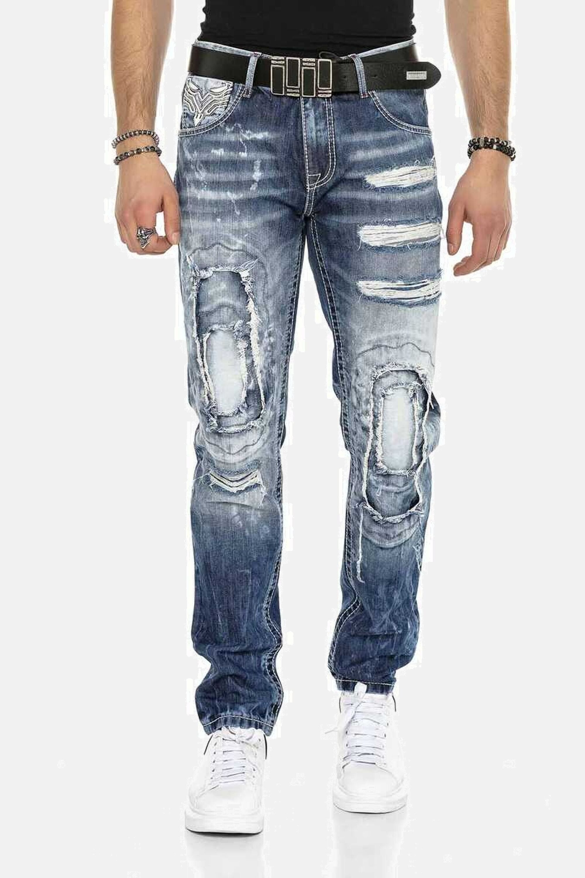 Cipo & Baxx Regular-fit-Jeans DENIM bequeme Jeans im ausgefallenen Lagen-Design, CD611