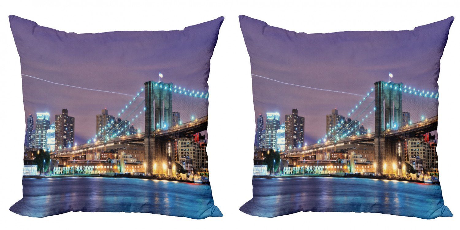 Kissenbezüge Modern Accent Doppelseitiger Digitaldruck, Abakuhaus (2 Stück), Stadt Modernisierten Brooklyn Bridge