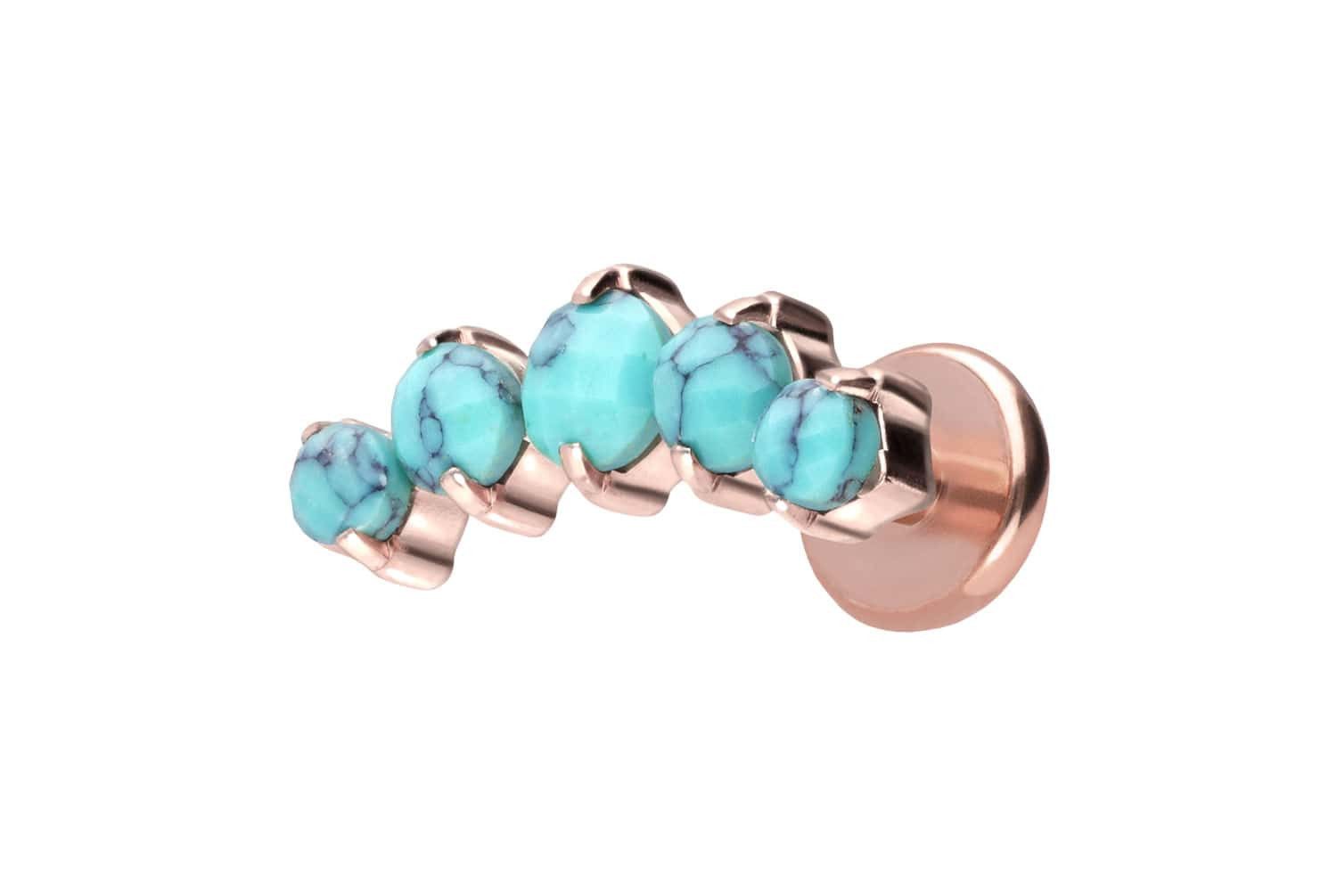 PIERCINGLINE Piercing-Set Titan Labret mit Push Fit 5 SYNTHETISCHE TÜRKISE (Labrets, 1-tlg)