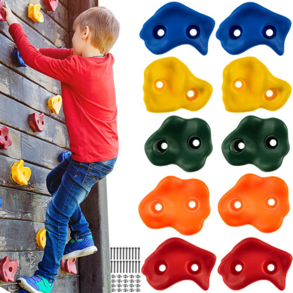 KRUZZEL Kletterwand Klettersteine Griffe für Kinder, (Spar-Set, 10-St., Geschicklichkeit), Rutschfeste Oberfläche für mehr Griffkraft bei jeder Witterung