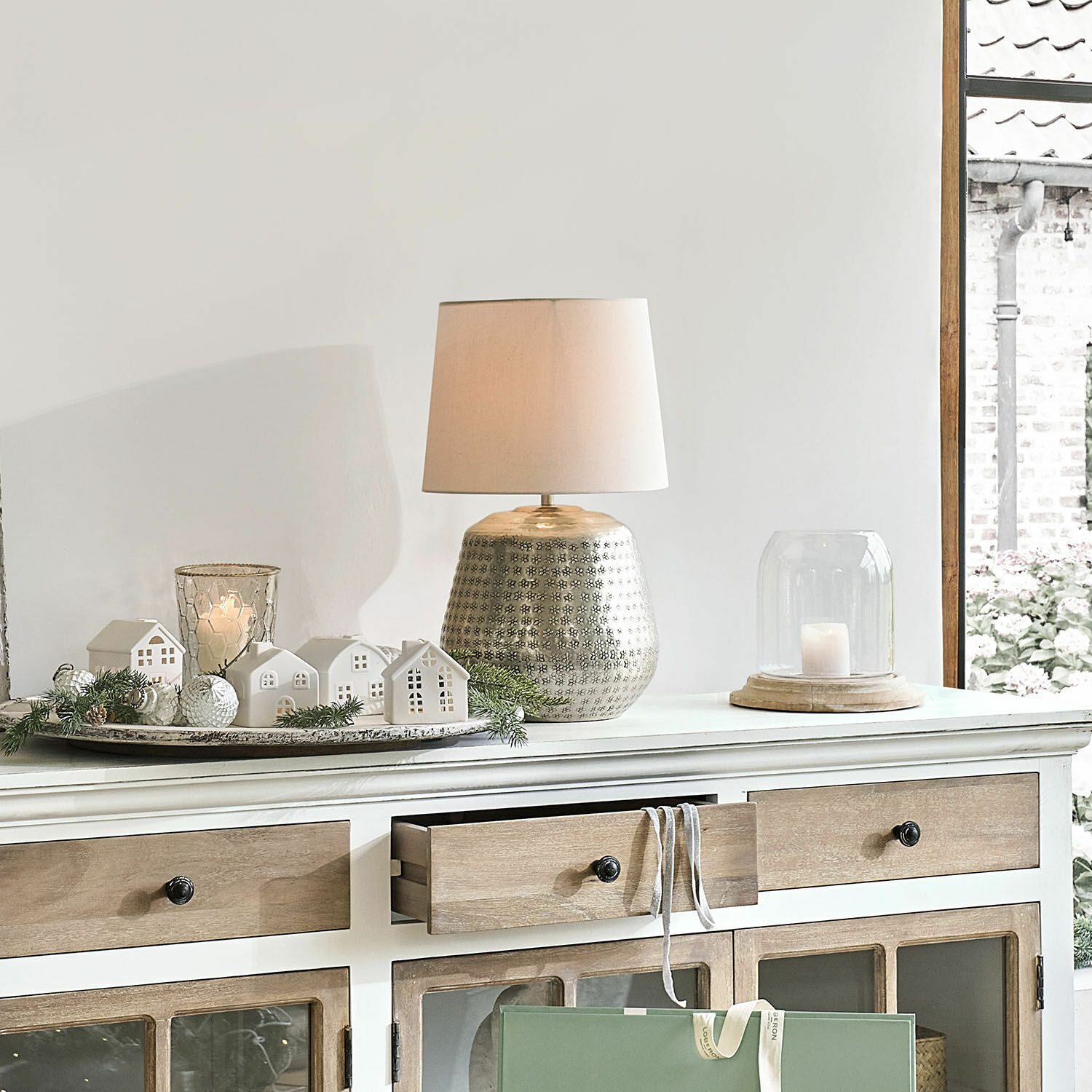 Mirabeau Tischleuchte Tischlampe Blancos silber