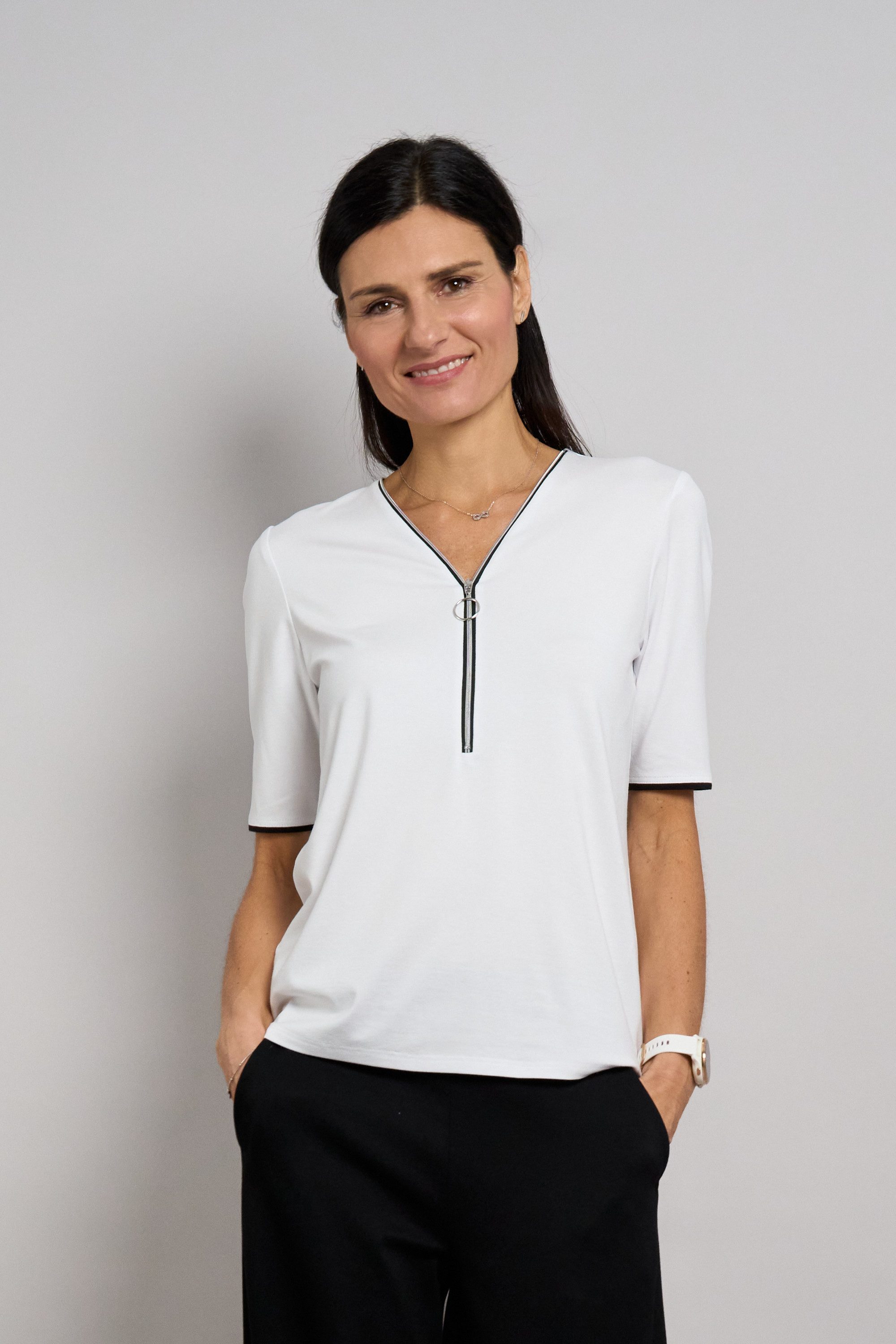 Seidel Moden V-Shirt mit Reißverschluss am Kragen - MADE IN GERMANY