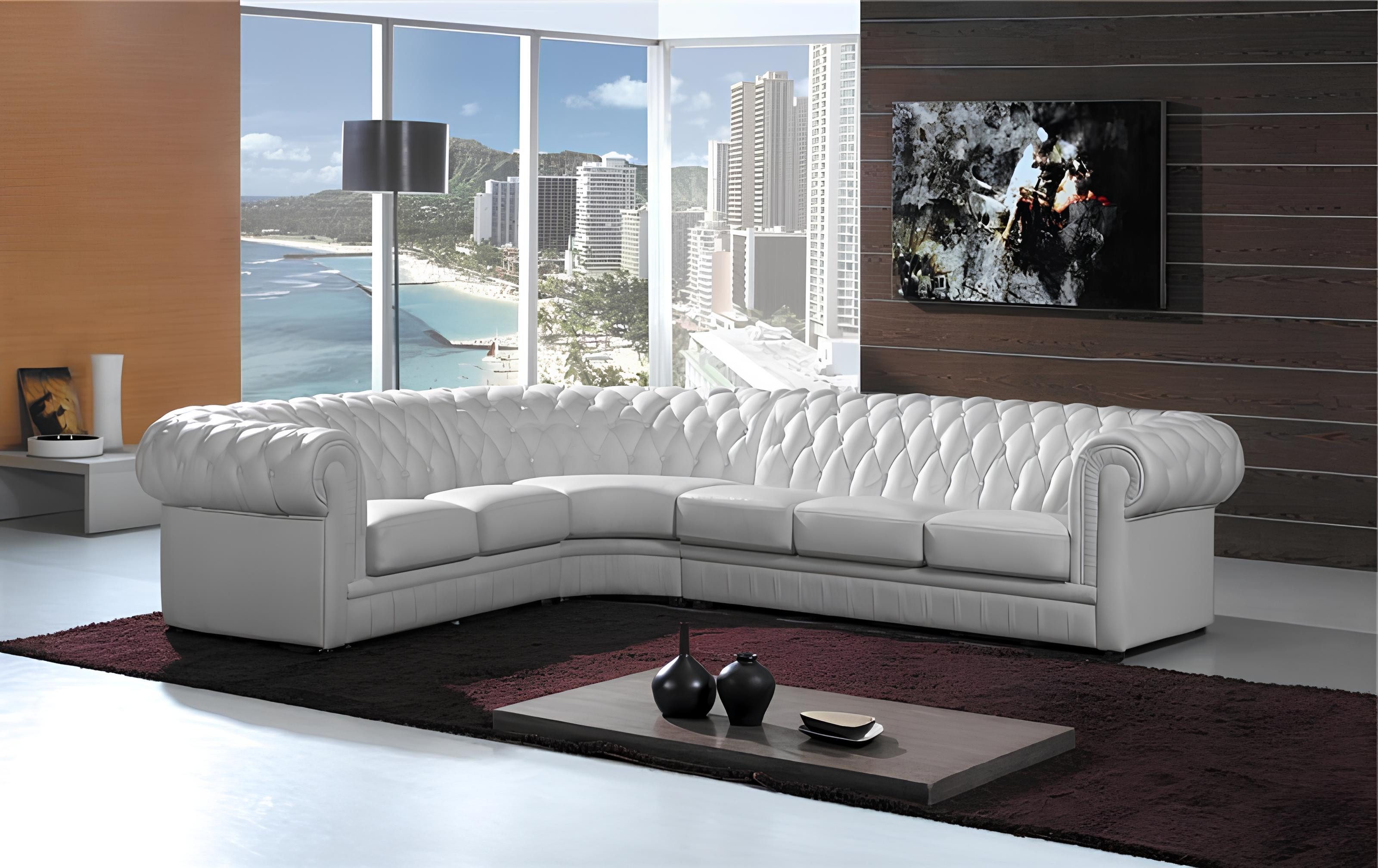 Xlmoebel Chesterfield-Sofa Ecksofa aus Leder im Chesterfield-Stil mit hochwertiger Polsterung, Hergestellt in Europa