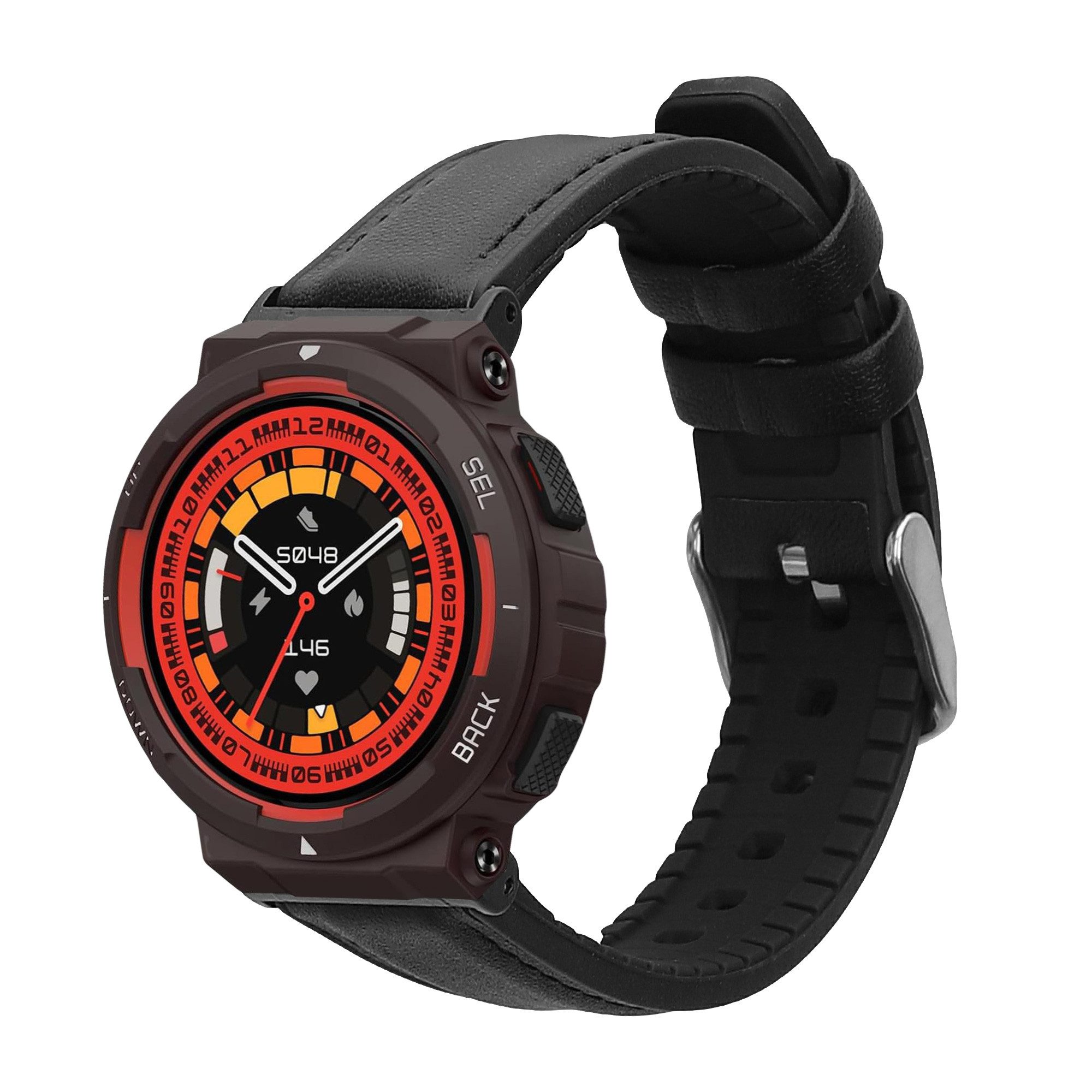 kwmobile Smartwatch-Armband Sportarmband für Amazfit Active Edge (A2212) / Active Edge (A2213), Leder Fitnesstracker Ersatzarmband Uhrenverschluss