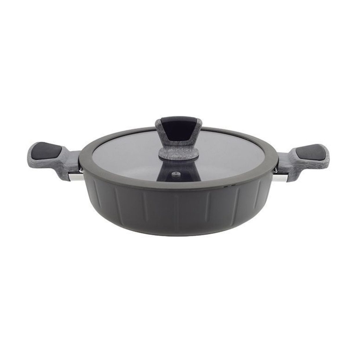 alesvelt Kochtopf Bradar 24 / 28 cm Induktion antihaft Marmordesign, Aluminium, Induktion, mit Glasdeckel