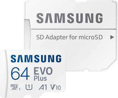Samsung EVO Plus 64GB microSDXC Full HD inkl. SD-Adapter Speicherkarte (64 GB, UHS Class 10, 130 MB/s Lesegeschwindigkeit)