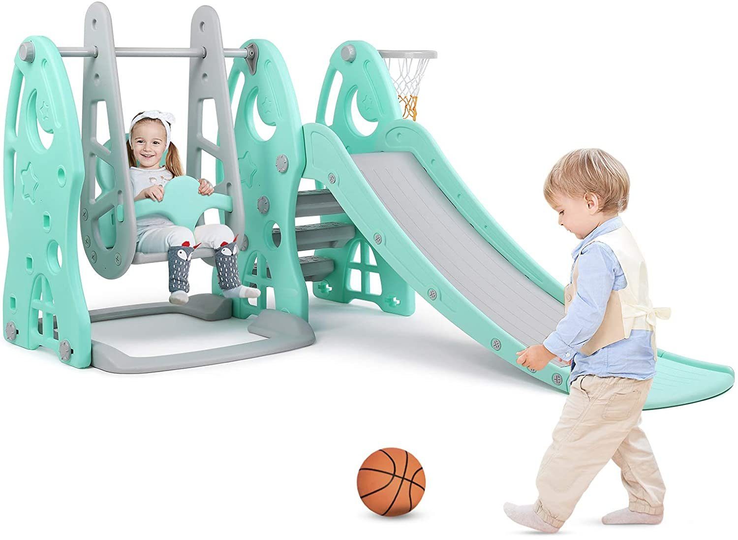 Pilsan Kinderrutsche 06142 mit Basketballkorb und Ball 152 cm Rutschlänge 