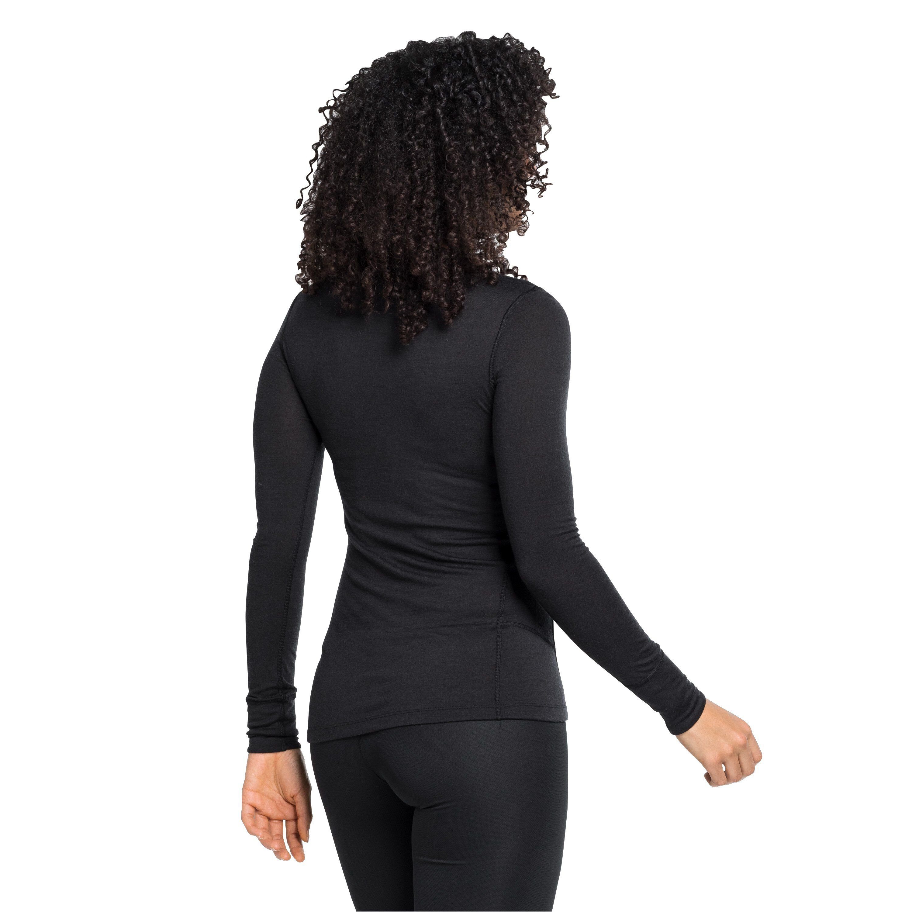 Odlo black Natural Damen Sportunterwäsche Langarm-Shirt Warm Funktionsunterhemd 100% Merino