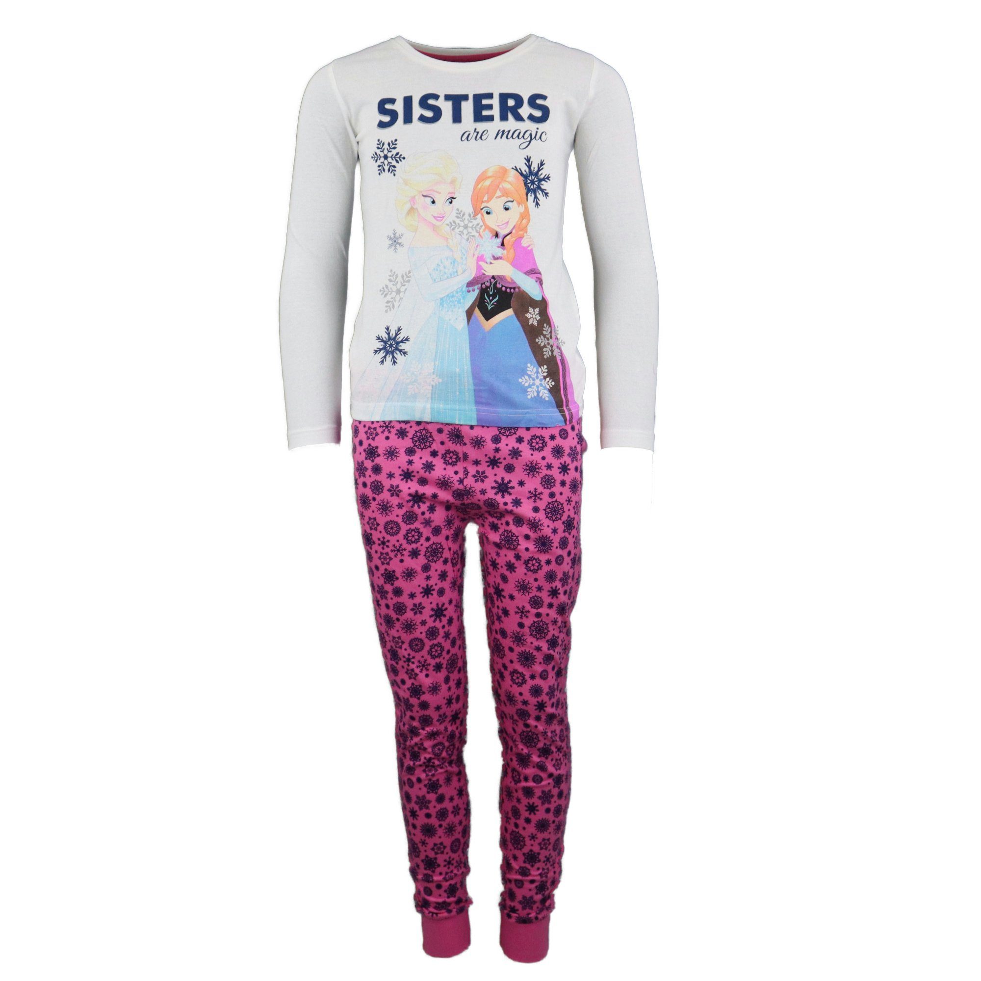 Disney Frozen Schlafanzug »Die Eiskönigin Elsa und Anna Kinder Pyjama« Gr.  104 bis 134, Grau oder Pink