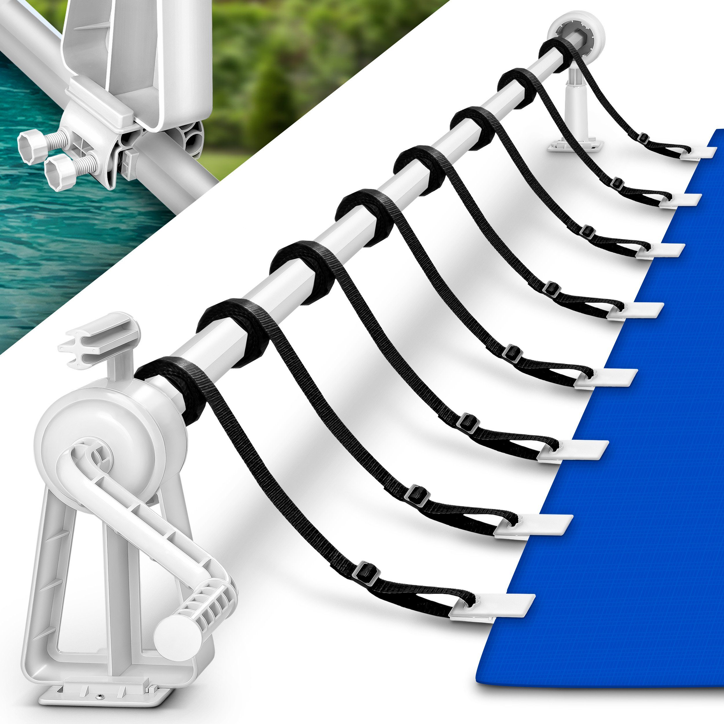 Pool-Abdeckplane Pool Aufroller 1,05-6,15 m, Aufrollsystem für Solarplane